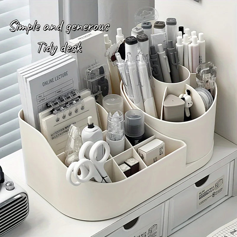 2 in 1 Rotating Desk Organizer 360 Pen Holder Large Storage Caddy