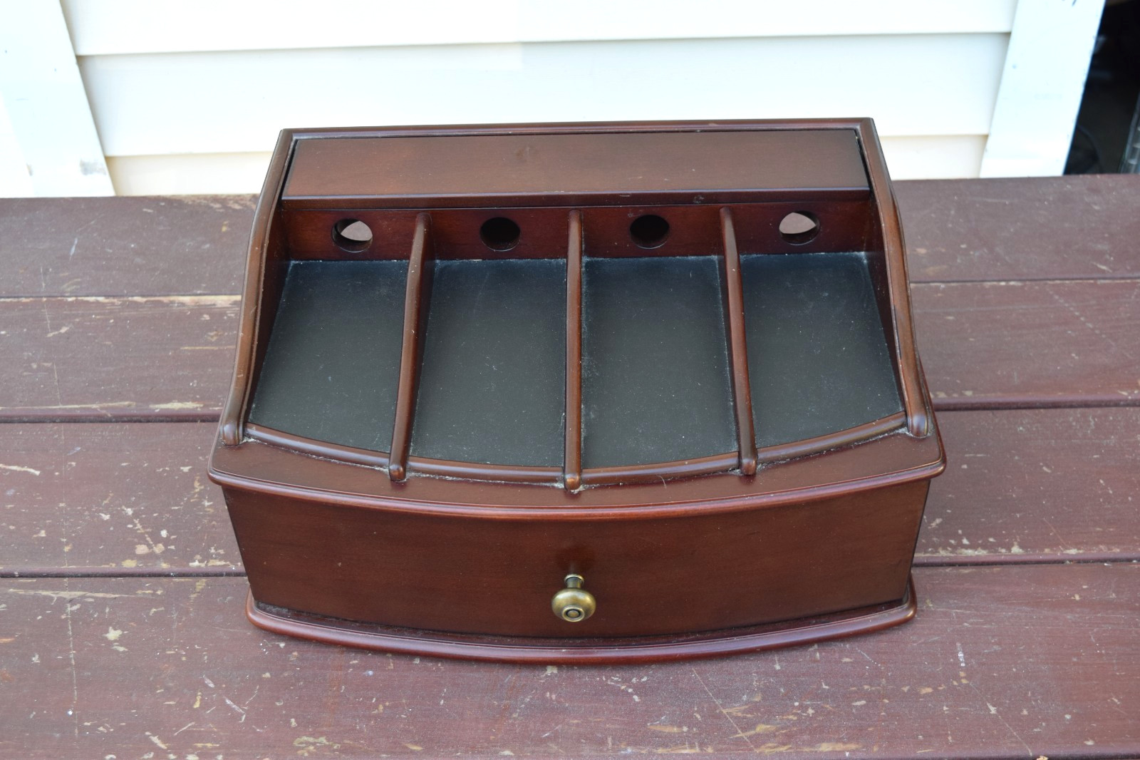 Bombay Company Desk Organizer Charging Station Mail Sorter Drawer Wood