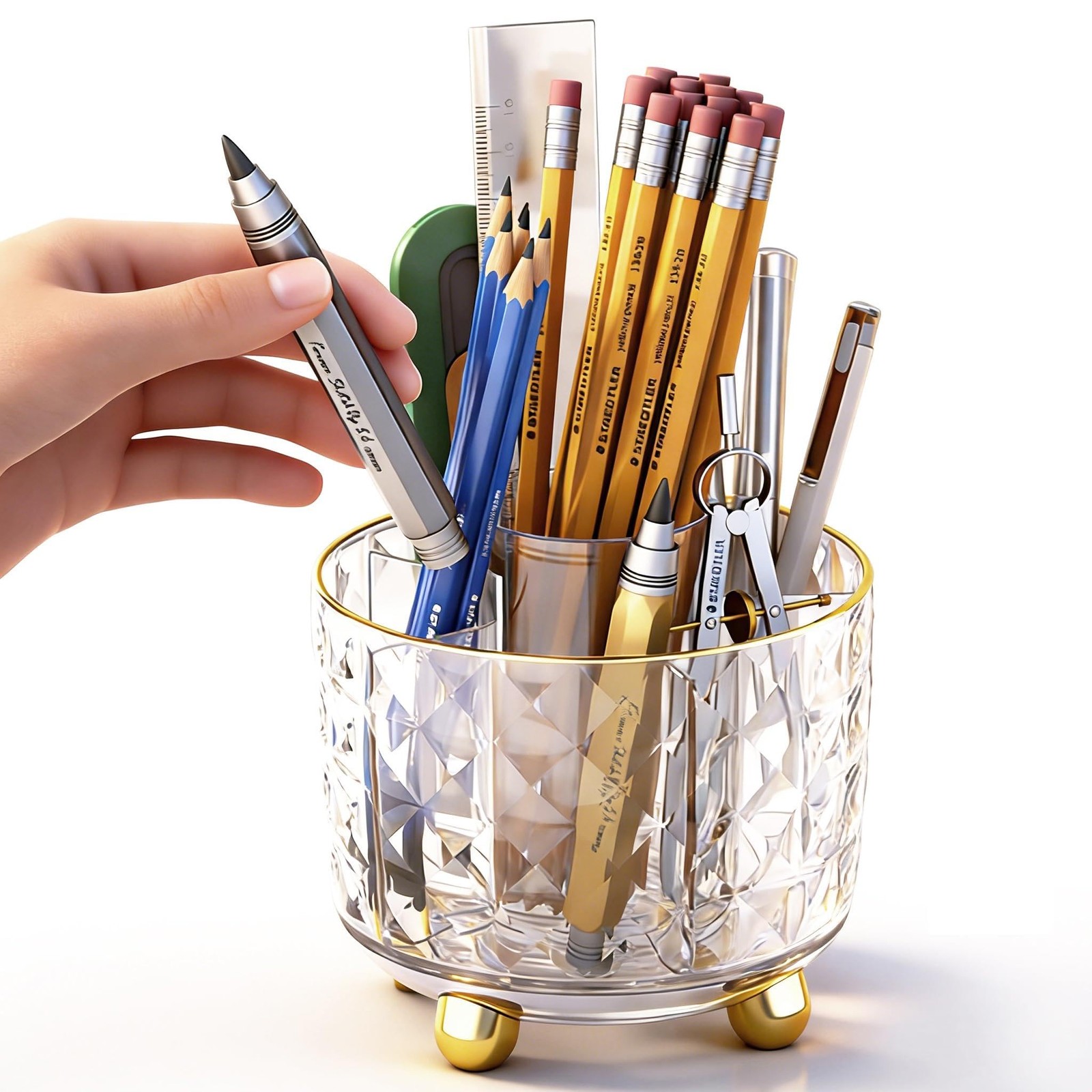 360° Rotating Pencil Holder for Desk, Makeup Brush Holder with 6 Slots, Desk …