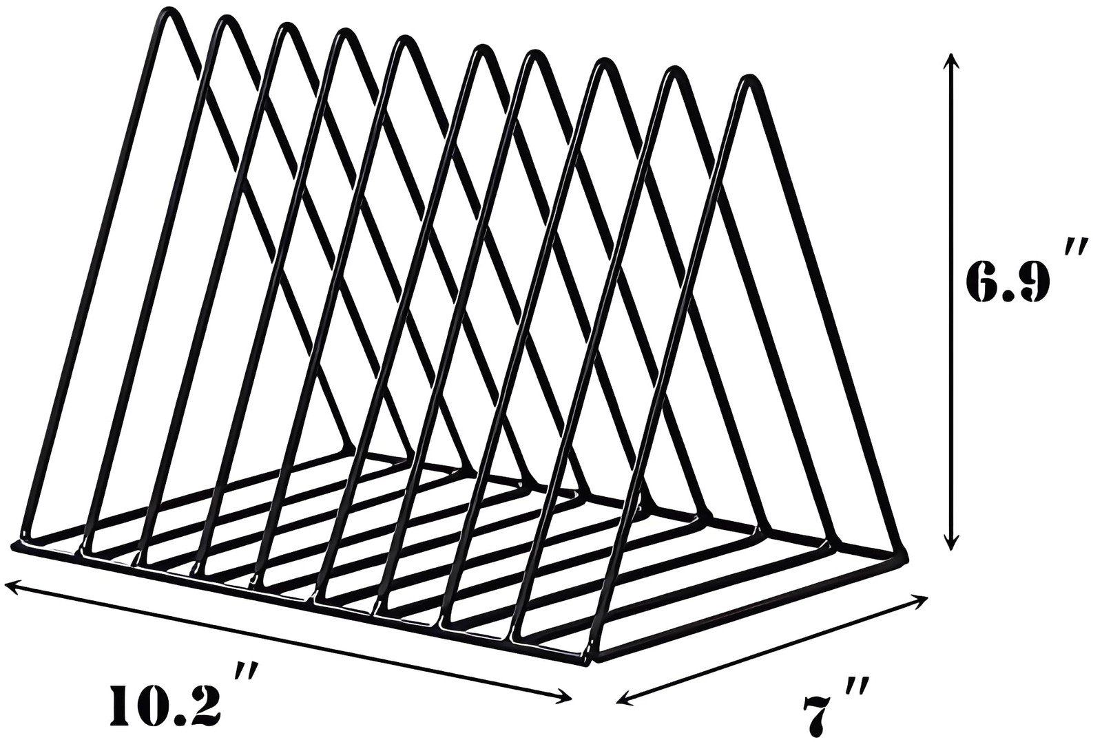 Black 9 Slot Triangle Magazine Holder Desktop File Sorter Bookshelf Decor