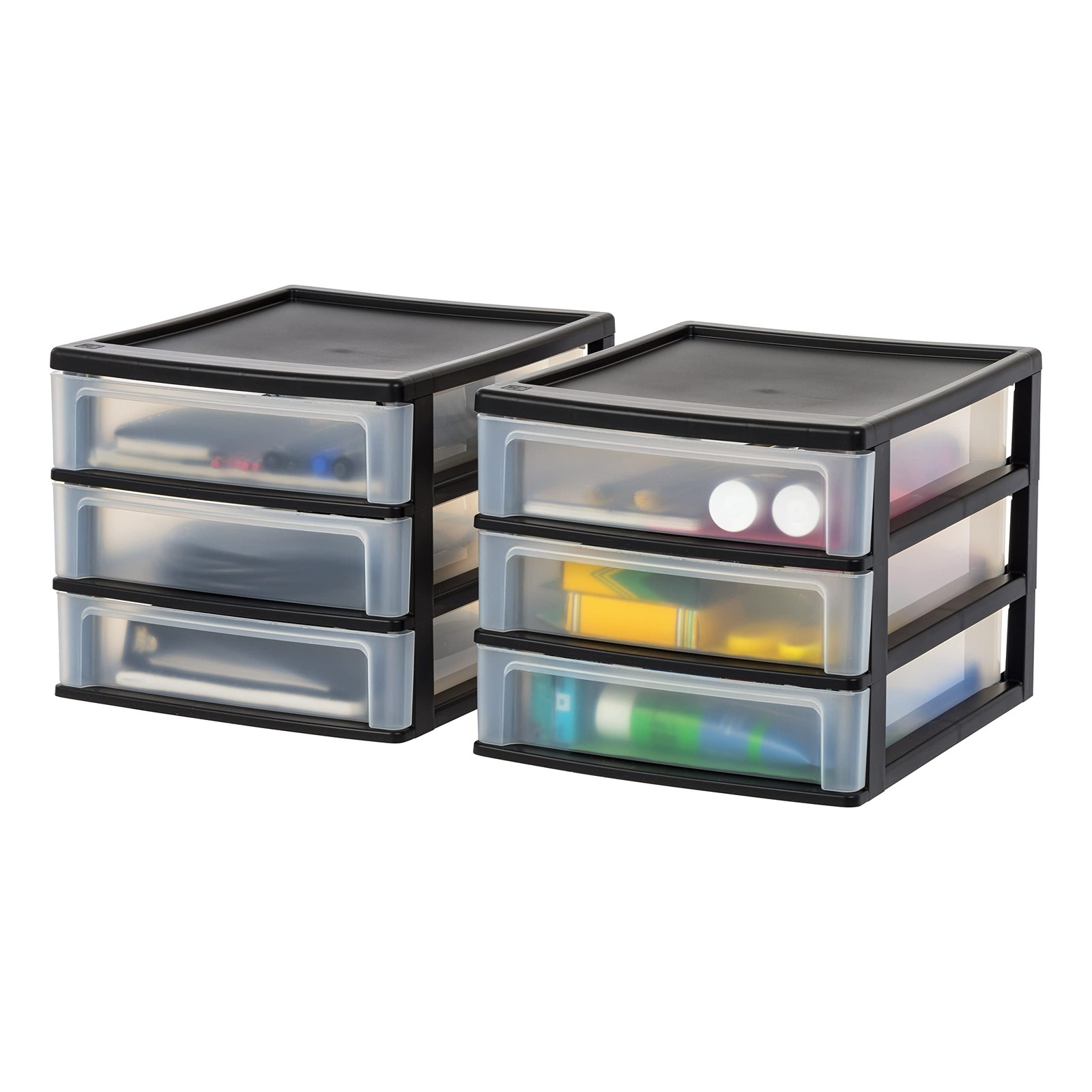 Iris Usa Plastic Stacking Desk Top 3-Drawer Storage Organizer 2-Pack For Makeup