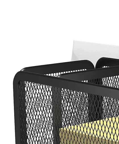 TRU RED Wire Mesh Desktop Organizer, 5‑Compartment Pack of 1, Matte Black