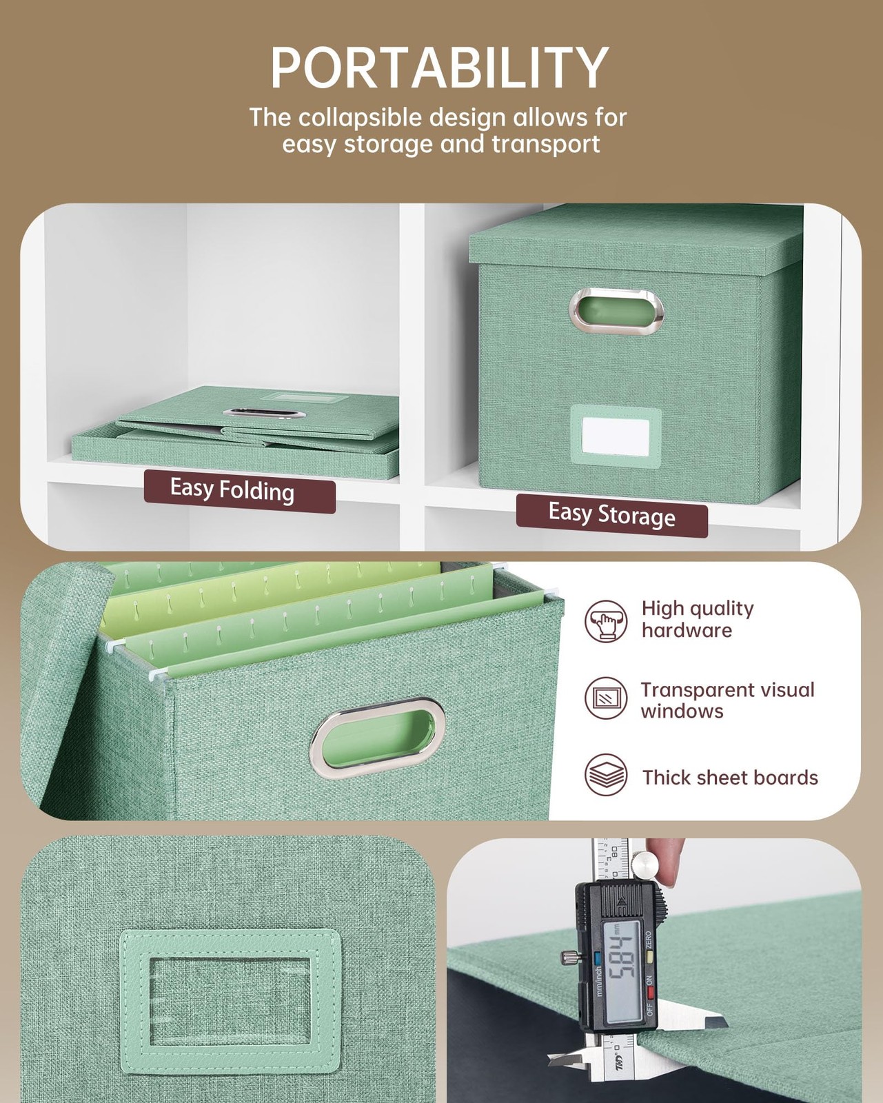 Oterri File Organizer, Box, Cabinet for Letter 1 pack, Green