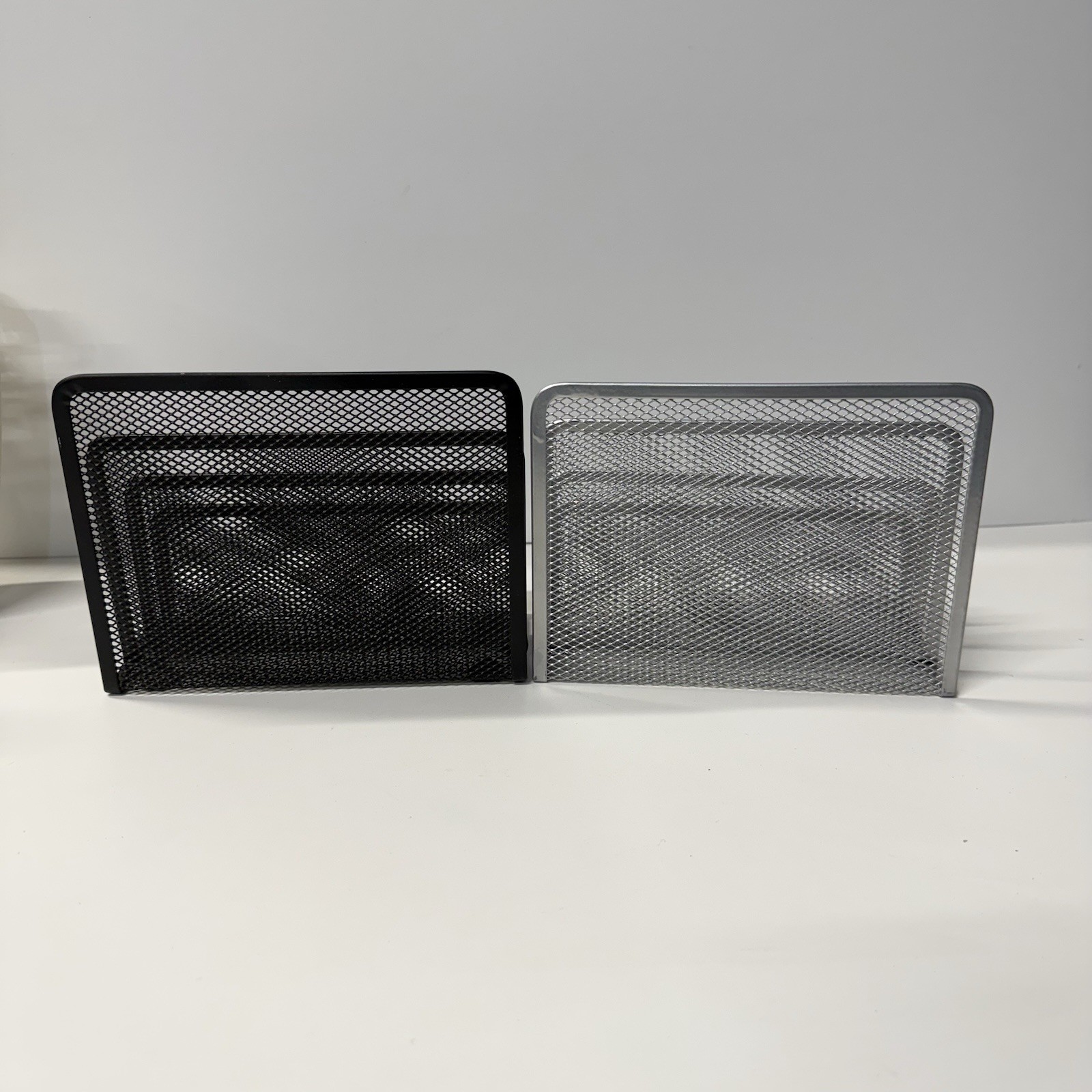 Sturdy Wire Mesh Desk Mail Organizer, 3 Slots, Black & Grey