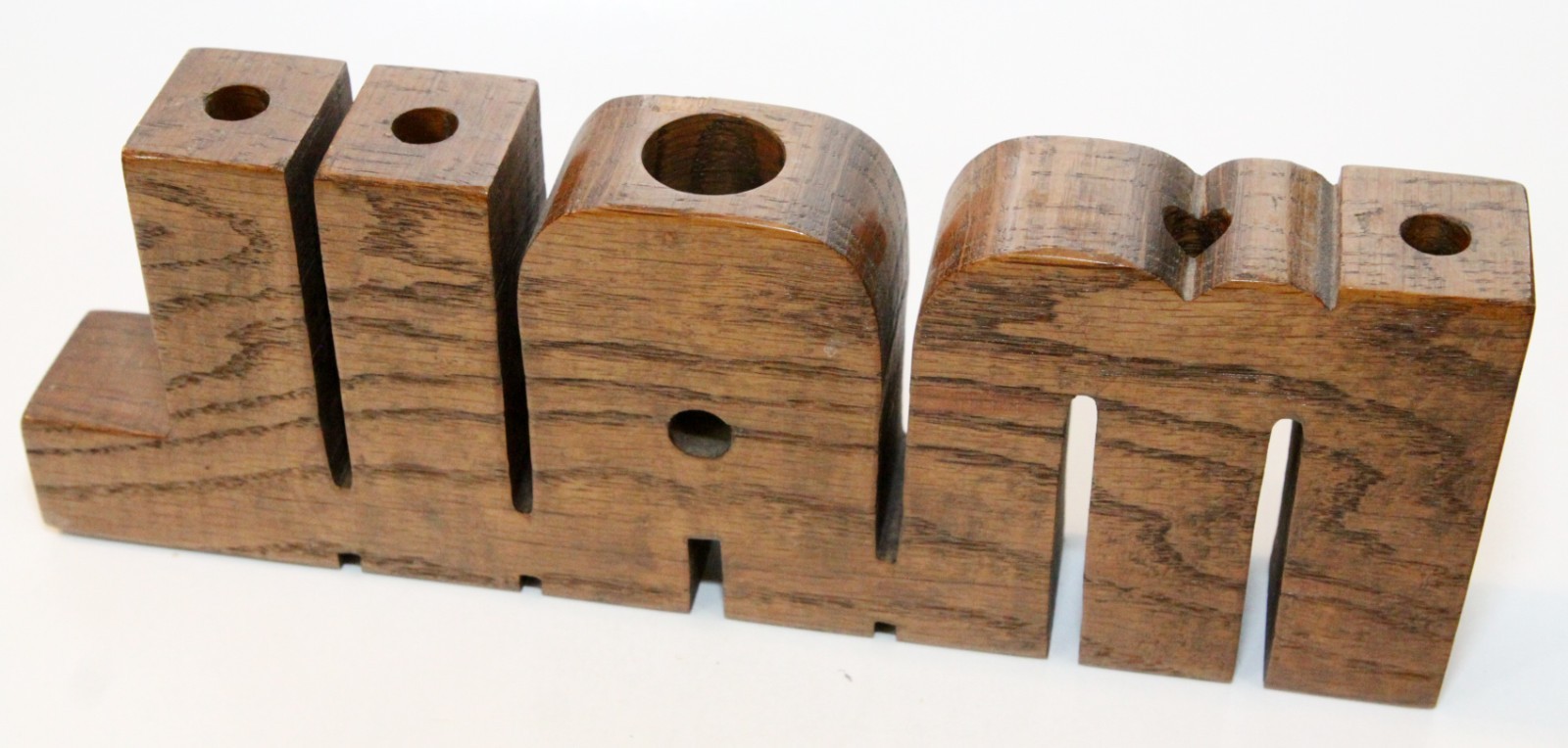 Solid Oak Mail/Pencil Holder The Knothole Bartlesville OK Vintage 11.5″ x 4.25″