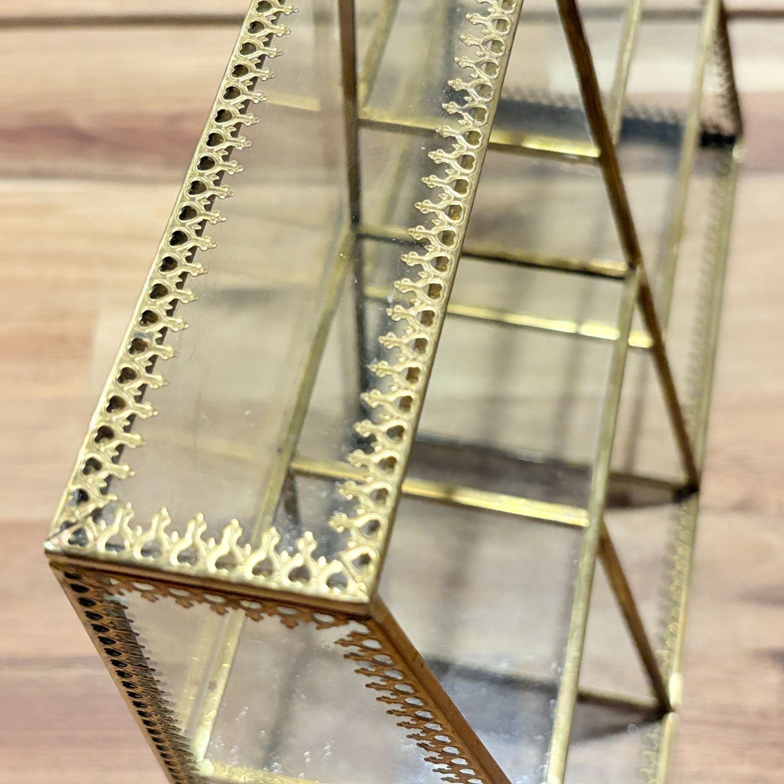 Vintage Inspired Metal & Glass Storage Organizer With Multiple Compartments