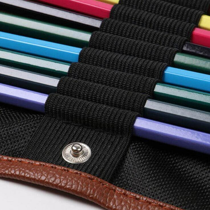 1 Pcs Colored Pencils Roll 48 Slot Canvas Pencil Organizer Bag Wrap Multi-Use Ro