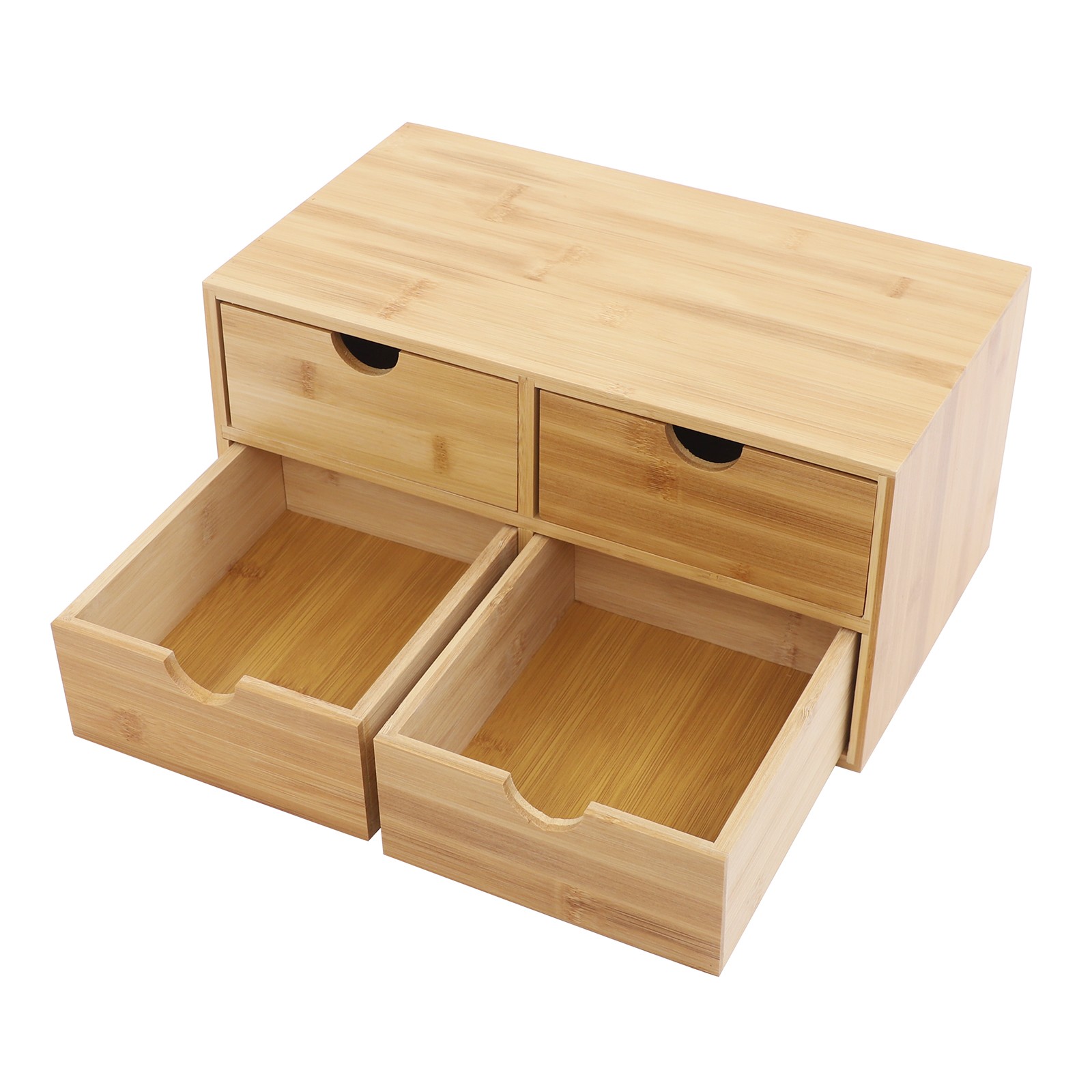 Bamboo Desk Organizer with 4 Drawers, Office Tabletop Storage Organization Box