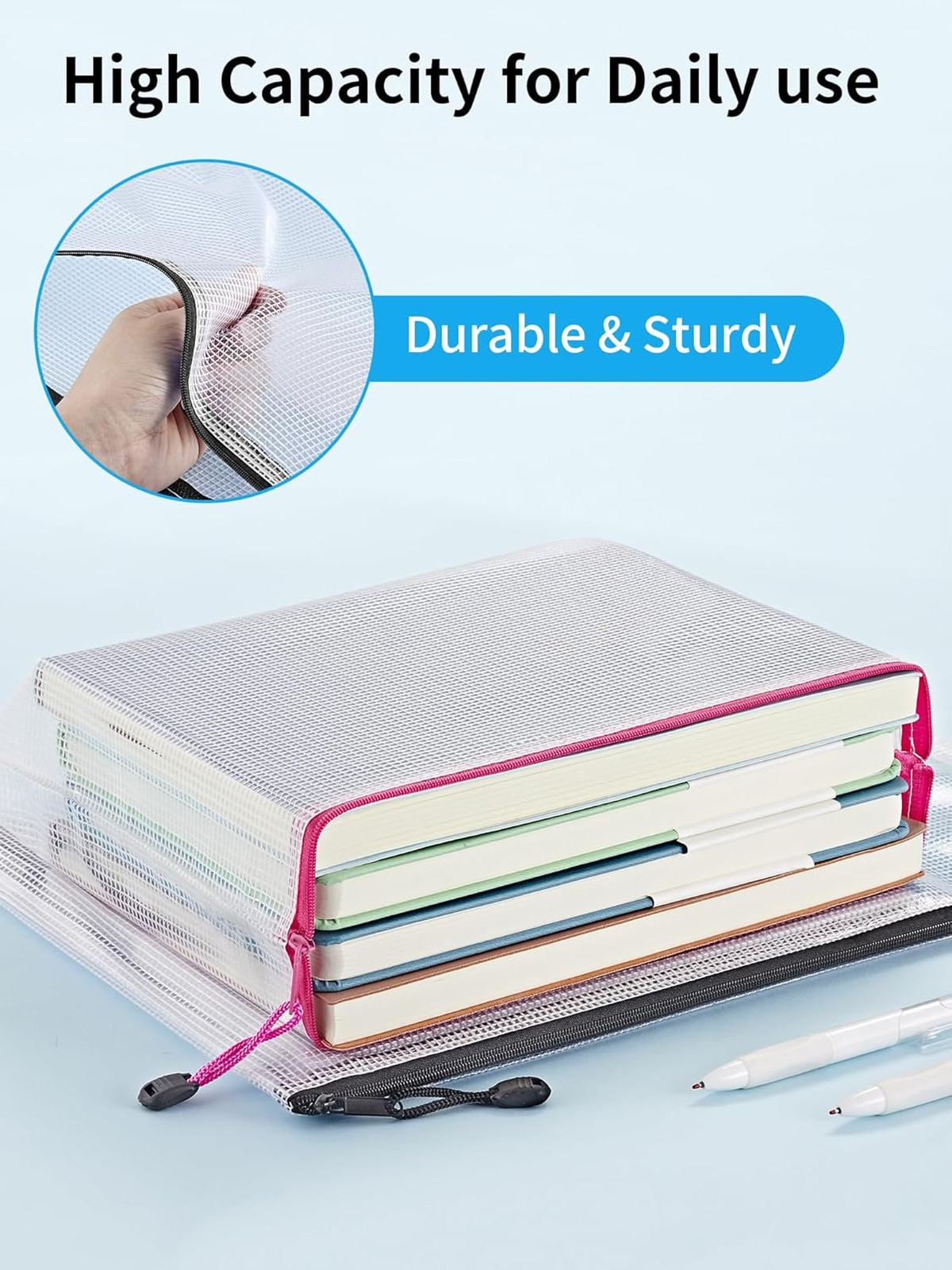 Mesh Zipper Bags Set 8 Sizes Waterproof Pouch Organizer Travel Office School