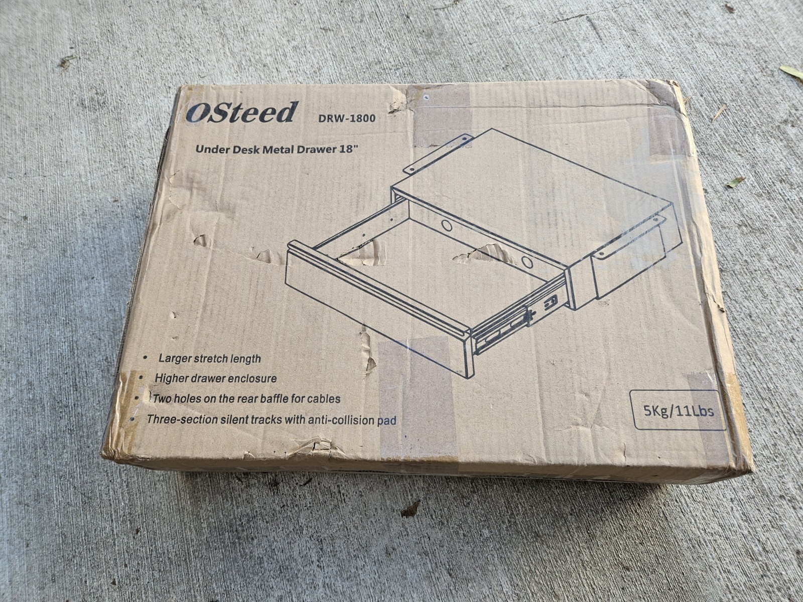 Osteed Under Desk Metal Drawer 18″ DRW-1800
