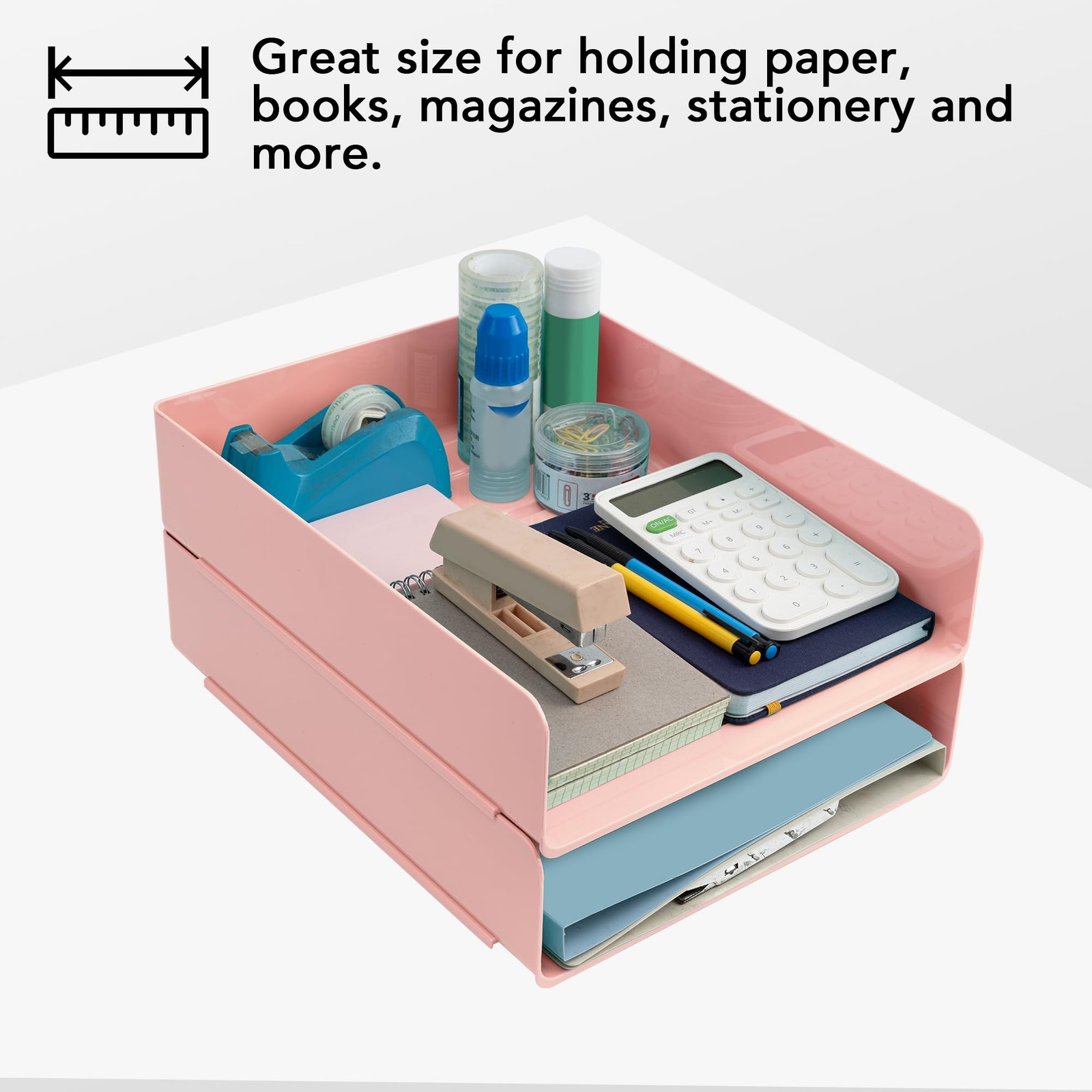 Tiawudi Desk Organizer, Office Organization and Storage, Plastic 4 Tier, Pink
