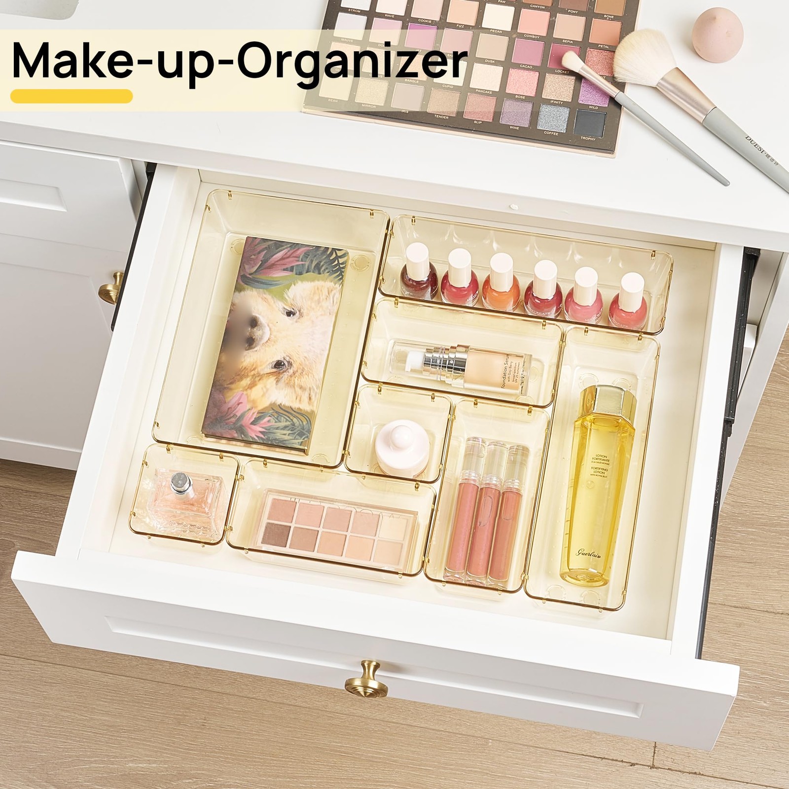 Vtopmart 25 PCS Clear Plastic Drawer 9 x 6 x 2 inches, Champagne