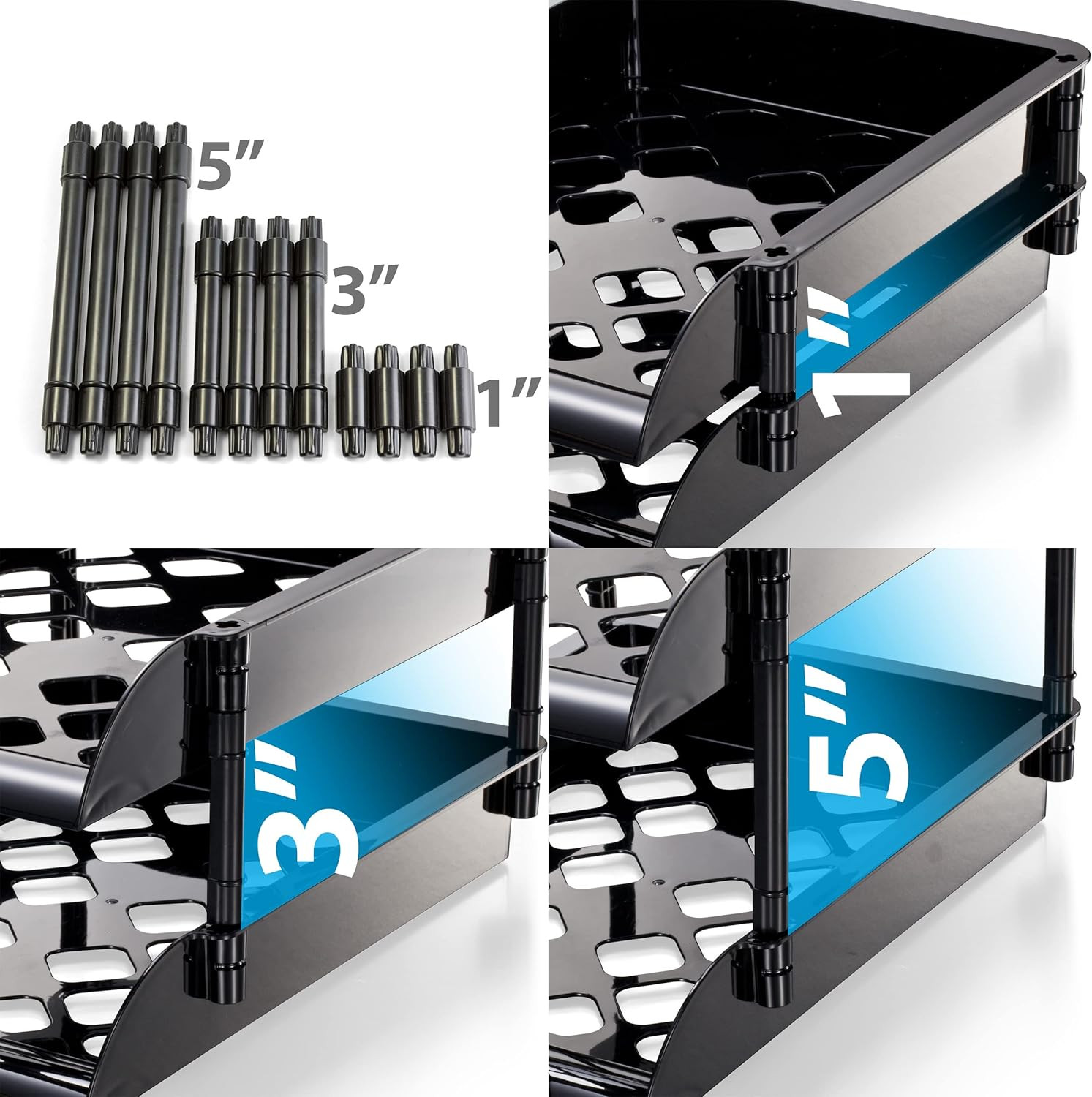 21072 Unbreakable High Capacity Tray Set, Letter-Legal, Black, 2-PK