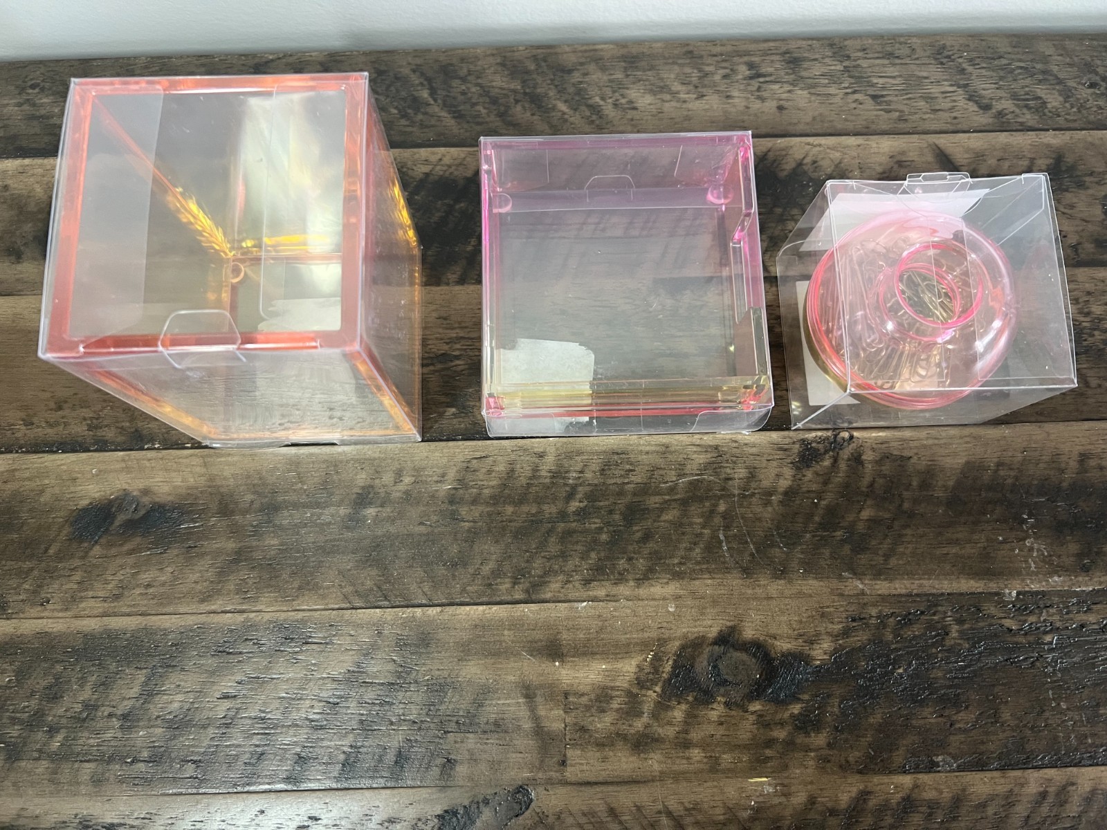 Acrylic Desk Organizer Set Pink Orange Pen Holder Note Holder Cute