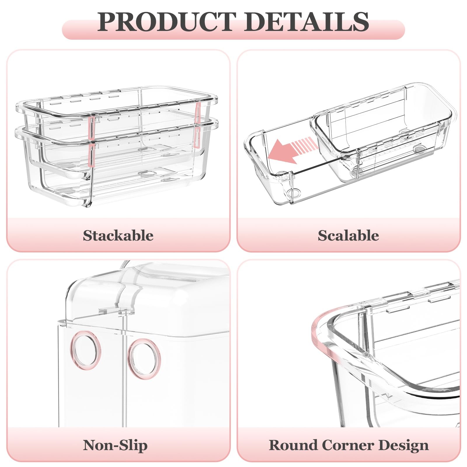 Dilibra 12 Pcs Clear Extendable Drawer Organizer Adjustable Drawer Storage