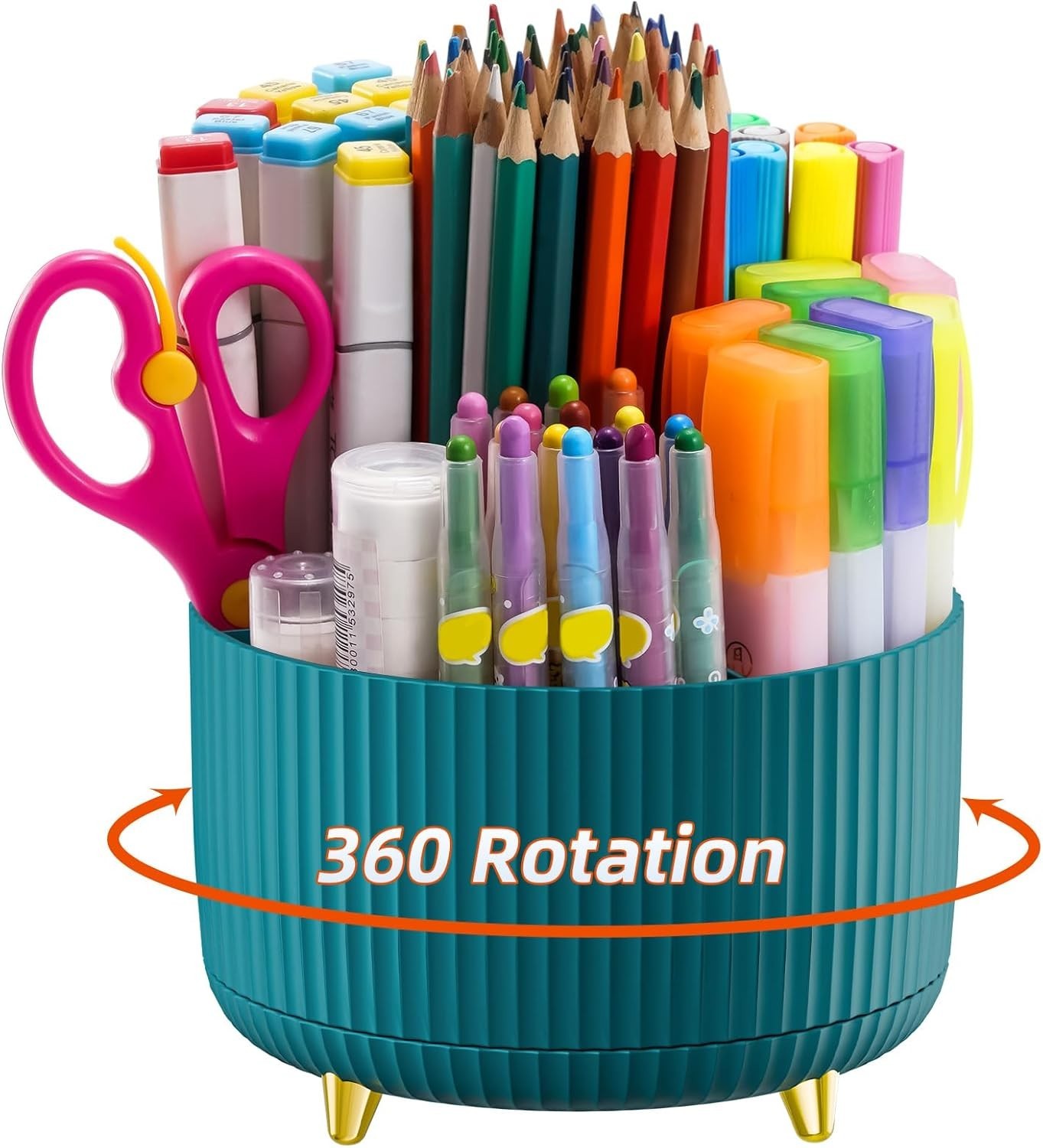 Versatile Green Desk Organizer with Smooth 360 Rotation – 5 Compartment Caddy