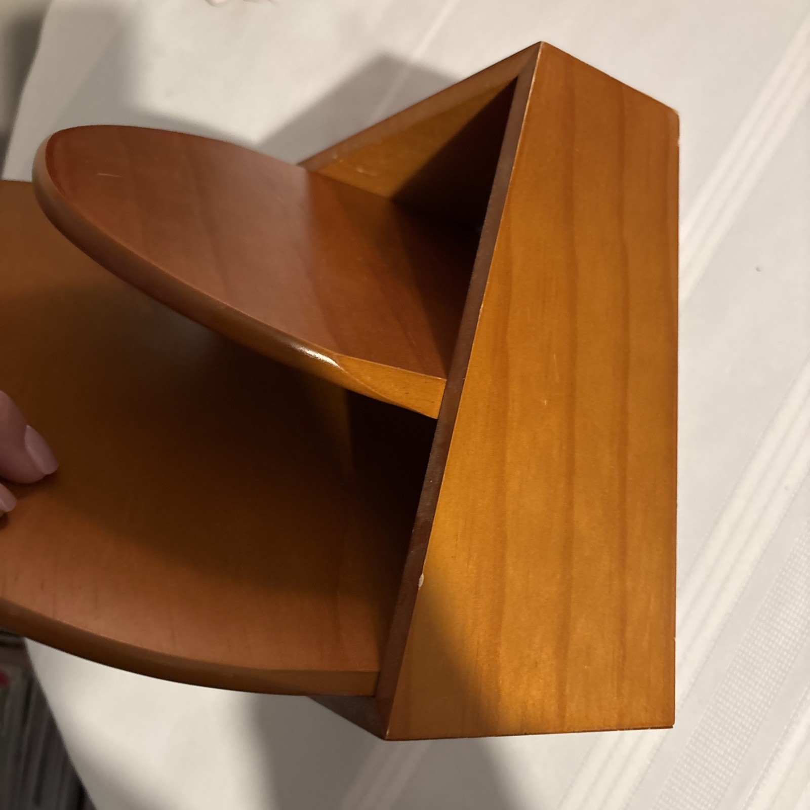 Modern Style Rotating Wood Desk Caddy Organizer Angular Geometric 9x9x12″