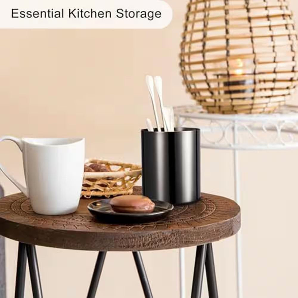1-Pack Black Pen Holder Stainless Steel Mirror Finish Brushed Interior Modern De