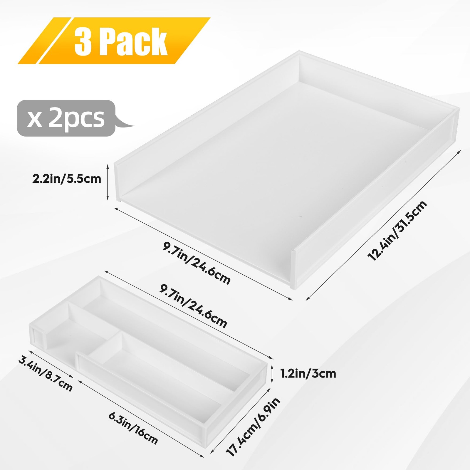 White 3 Tier Stackable Letter Tray Cardboard Desk Paper Organizer Sorter