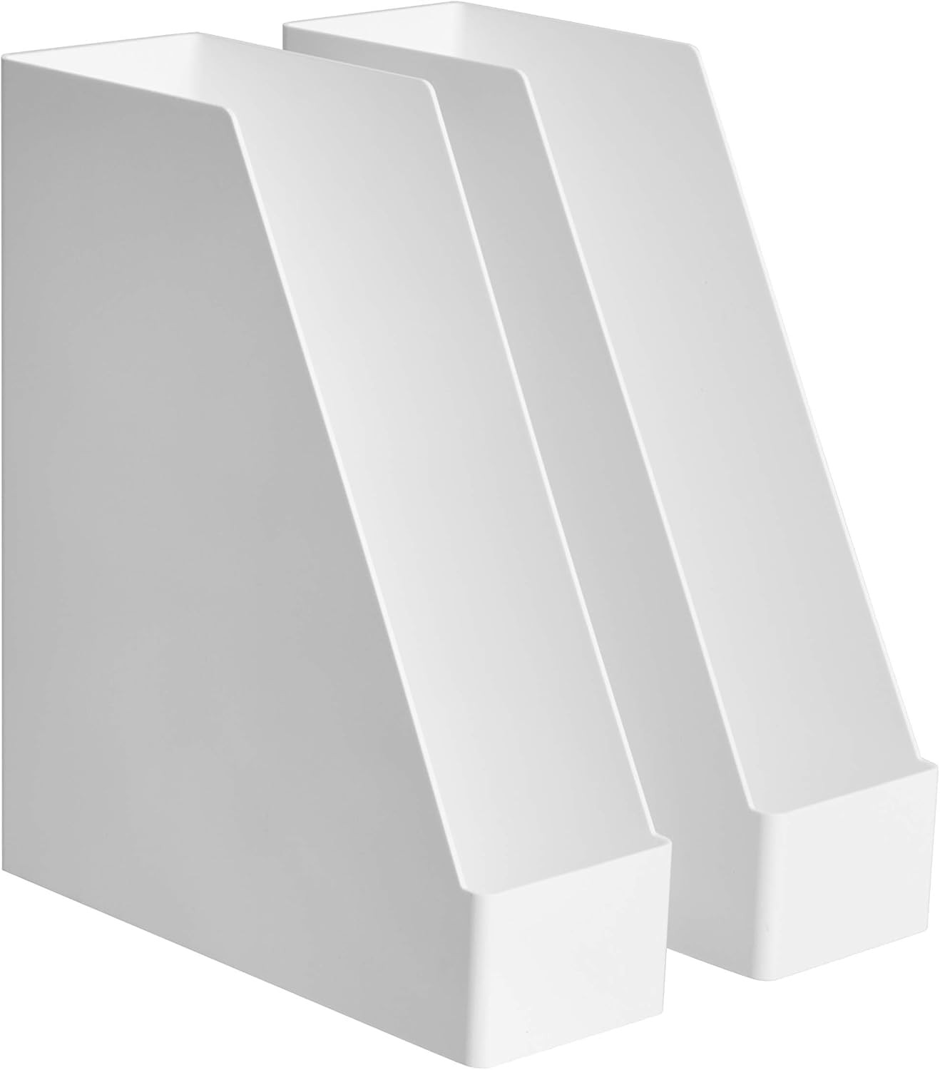 Rectangular Plastic Desk Organizer Magazine Rack White 2-Pack
