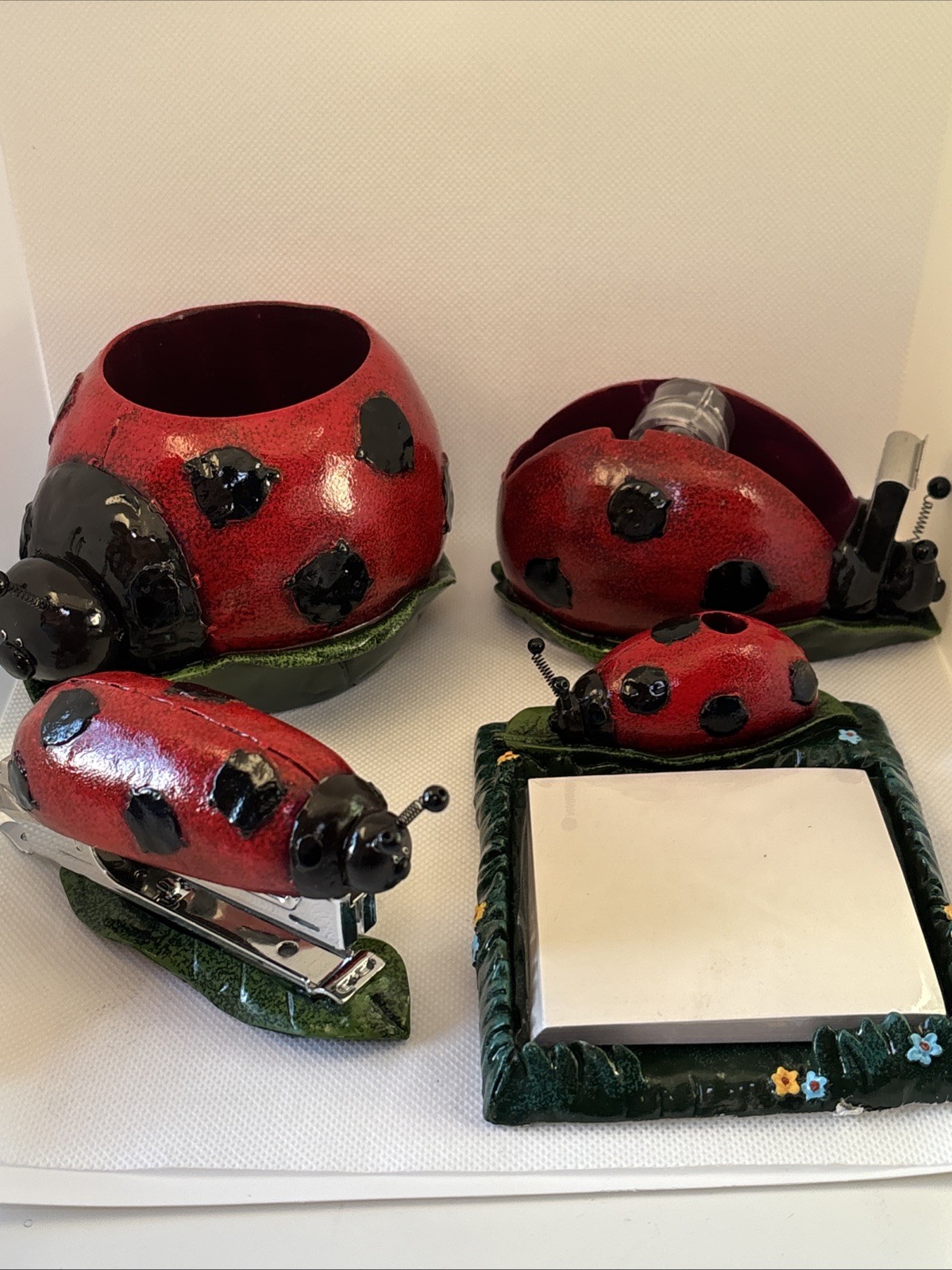 Vintage Ladybug Ceramic Desk Set. New Vintage. Wildlife Foundation Ranger Gift