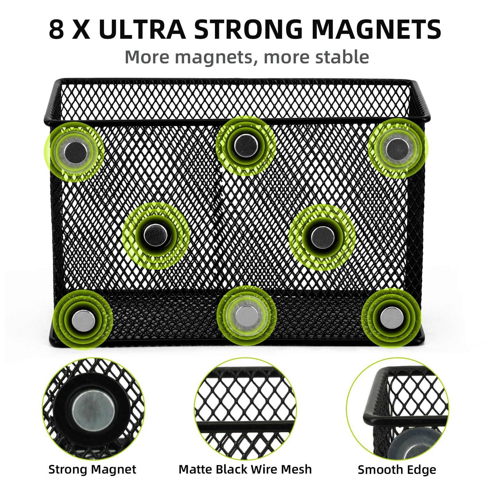 Magnetic Locker Shelf Organizer, Pencil Holder, Metal Storage Basket for Whit…