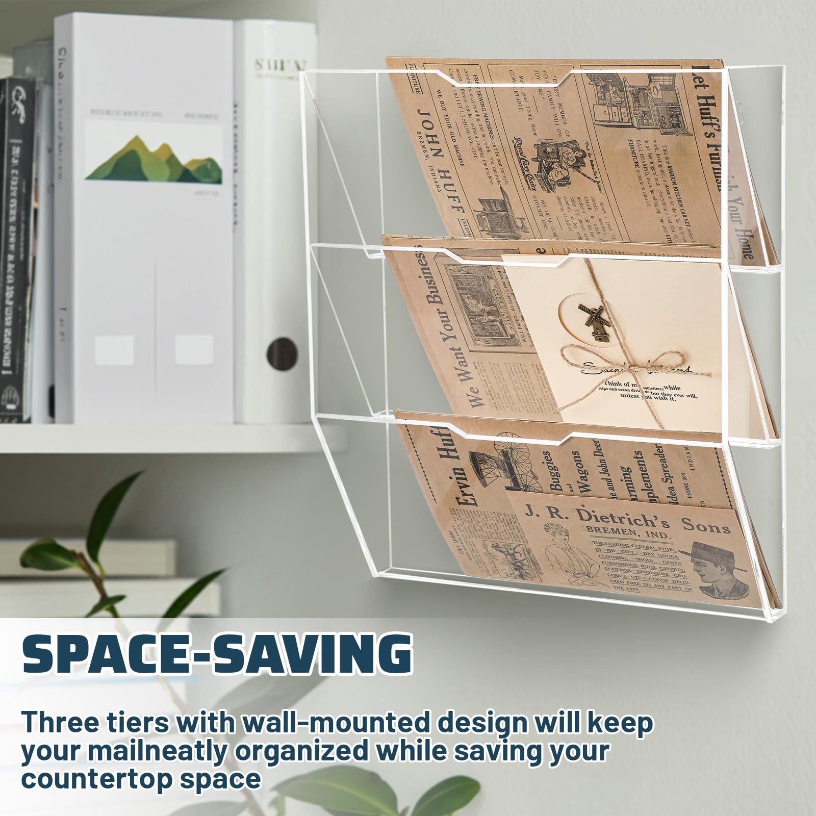 3 Tier Mail Sorter Letter Holder Clear Acrylic Wall Mounted Organizer Pocket