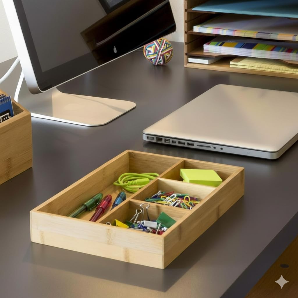 Lipper International 4-Compartment, 11 5/8″ x 7 7/8″ x 1 3/4″, Bamboo Wood