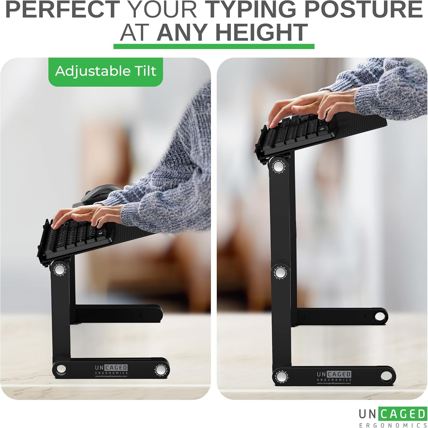 WorkEZ Adjustable Computer Keyboard Stand for Desk, 18L x 11W inches, Black