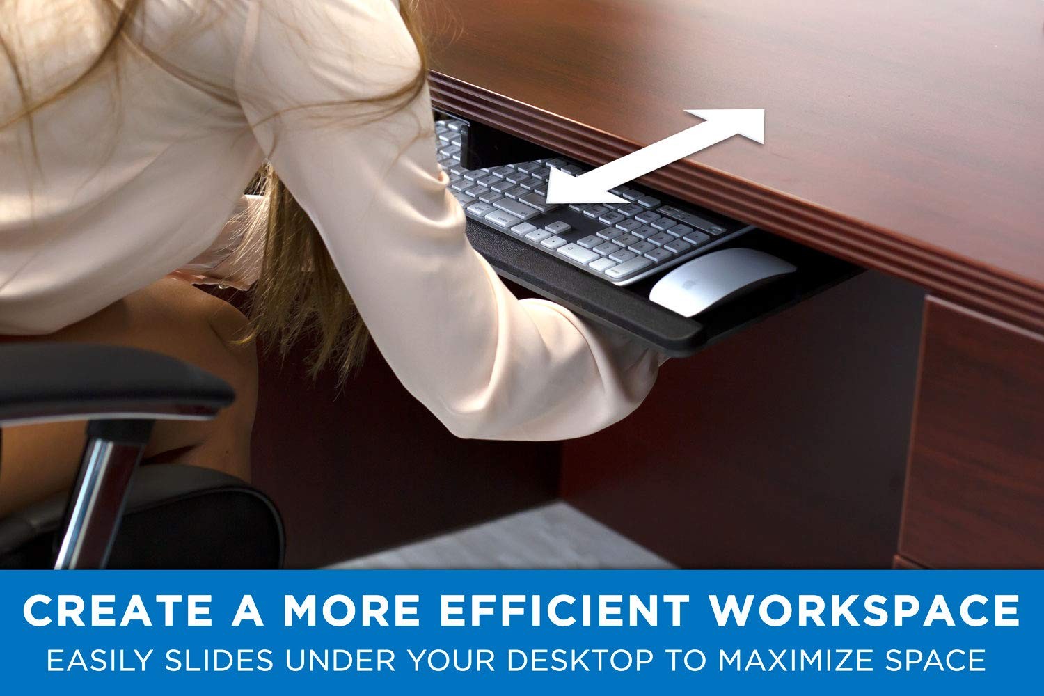 Mount-It! Keyboard Tray Under Desk, Full Motion Computer Large, Black