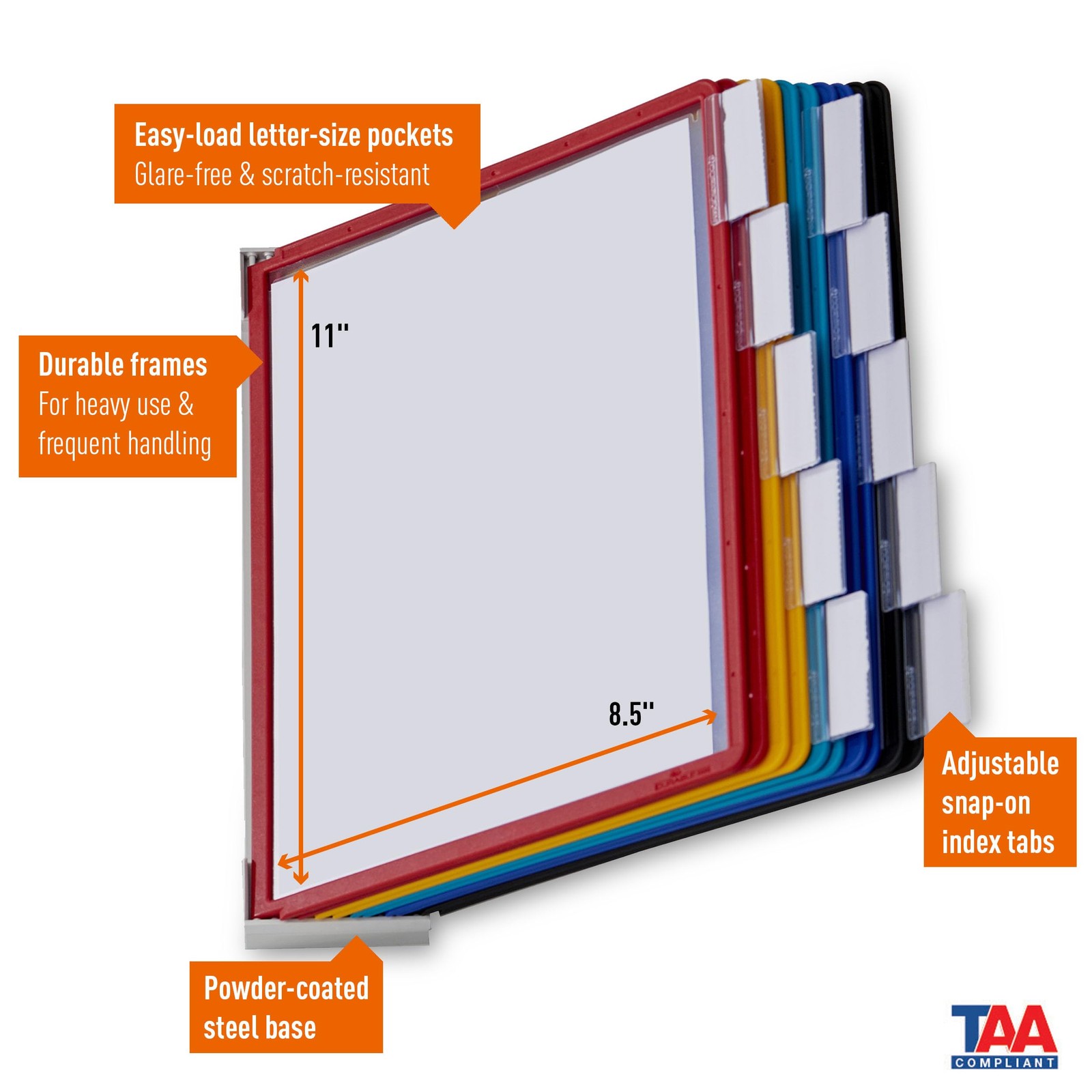 Wall Mounted Reference System, 10 Double-Sided Panels, Letter-Size, Assorted Col
