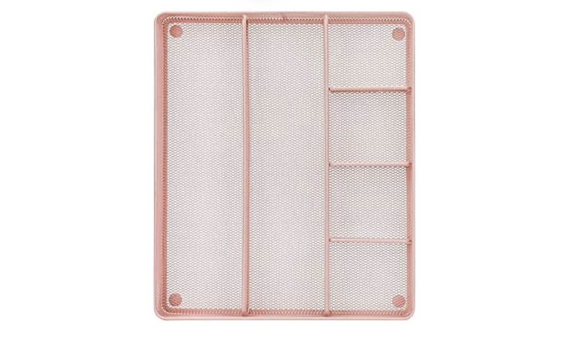 Annova Desk Top Organizer Tray for Office Organization – Metal Mesh – Pink