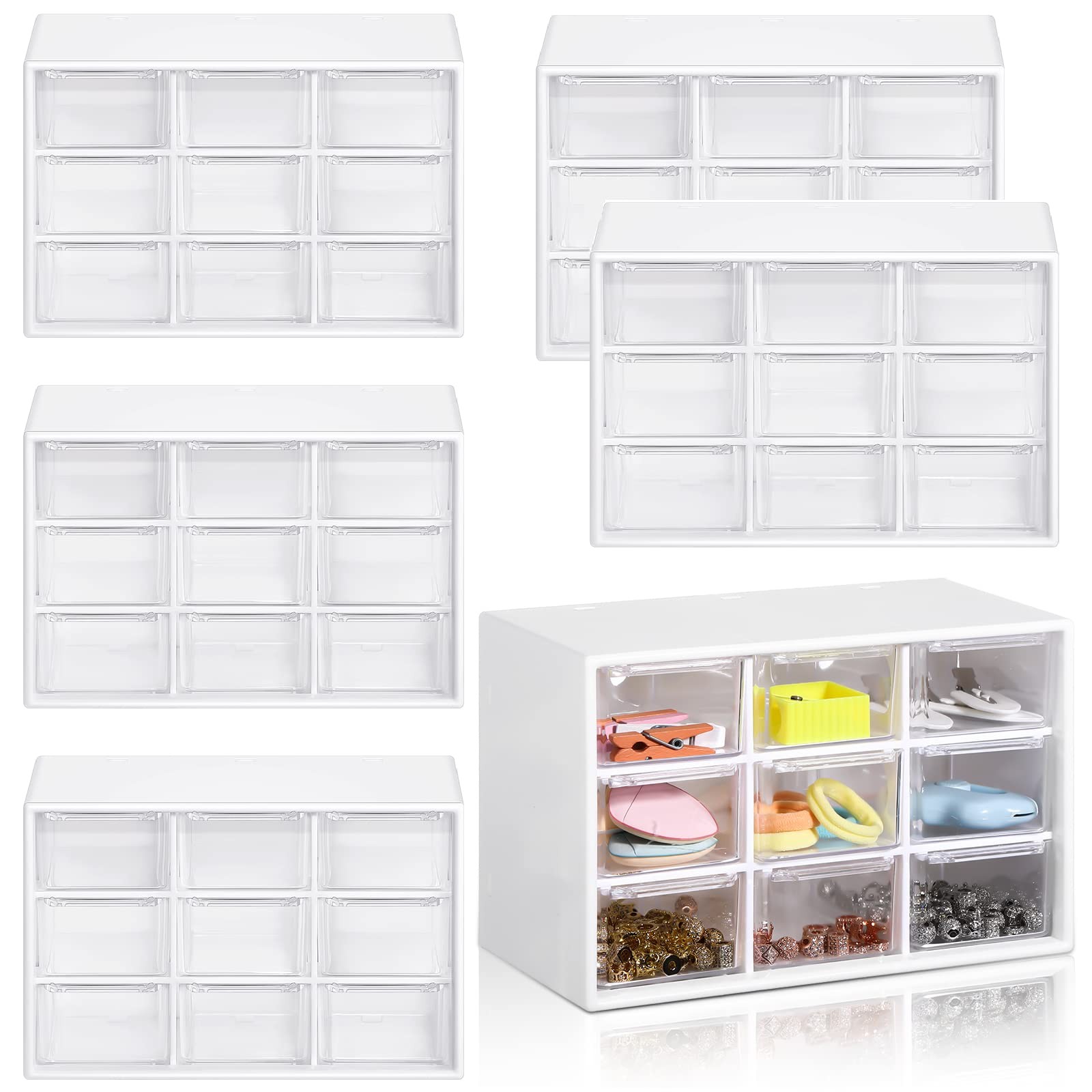 Amyhill 6 Pcs Mini Drawer Organizer Small 7.09 x 4.72 x 3.82 inches, White