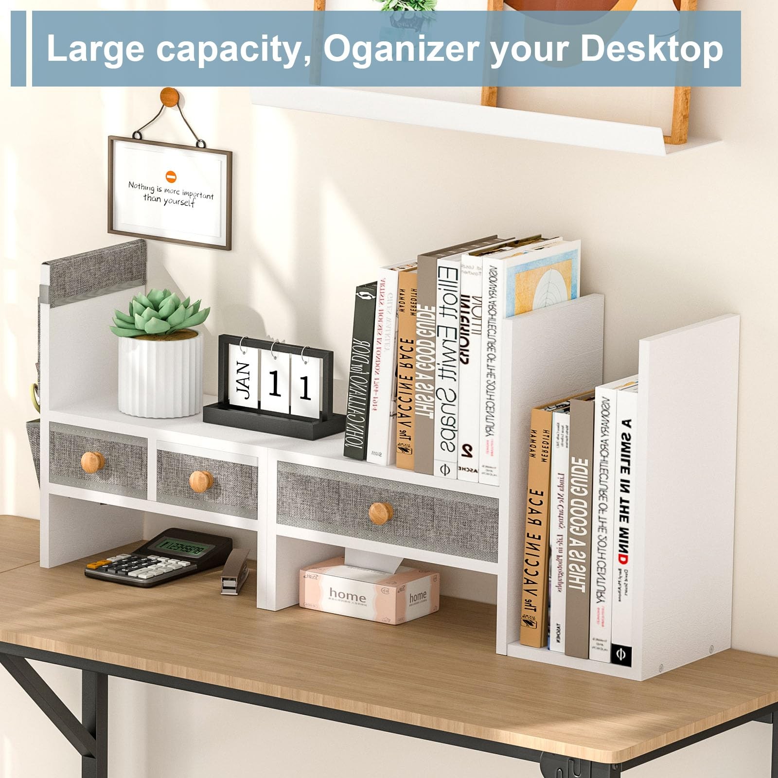 X-cosrack Adjustable Desk Shelves for Storage, Desktop Medium, White