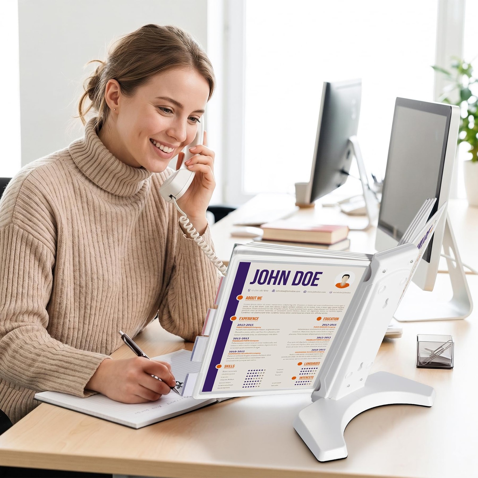OrgEase 10-Pocket Expandable Desktop Reference Organizer, White