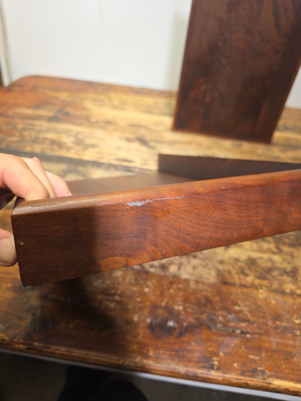 Vintage Carver Wood Products Desk Letter Tray 2 Tier Cherry Oak MCM Damage USA