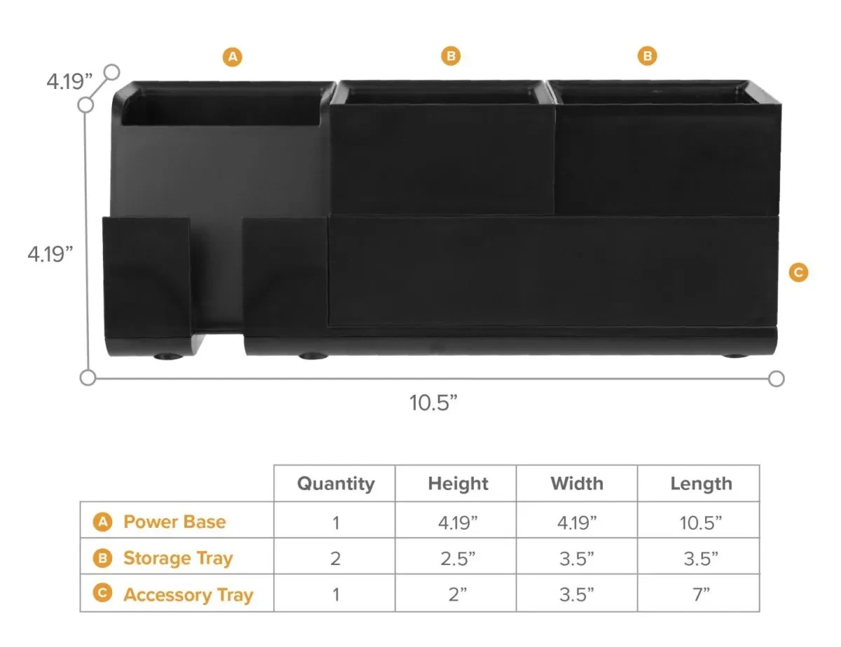 Bostitch Konnect 4pc Wireless Charging Desk Organizer Black NEW