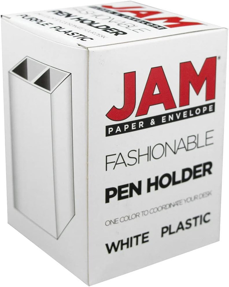 Plastic Pen Holder – White – Desktop Pencil Cup – Sold Individually
