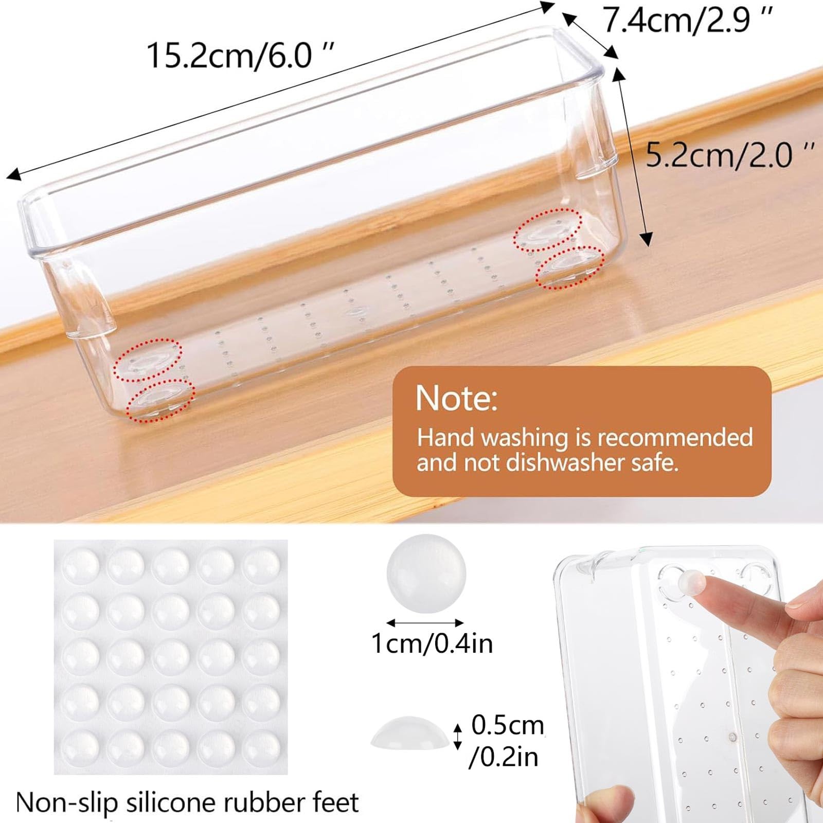 Ohlove 6Pcs Clear Plastic Drawer Organizers Tray 6″ x 3″ Storage 6″x3″,