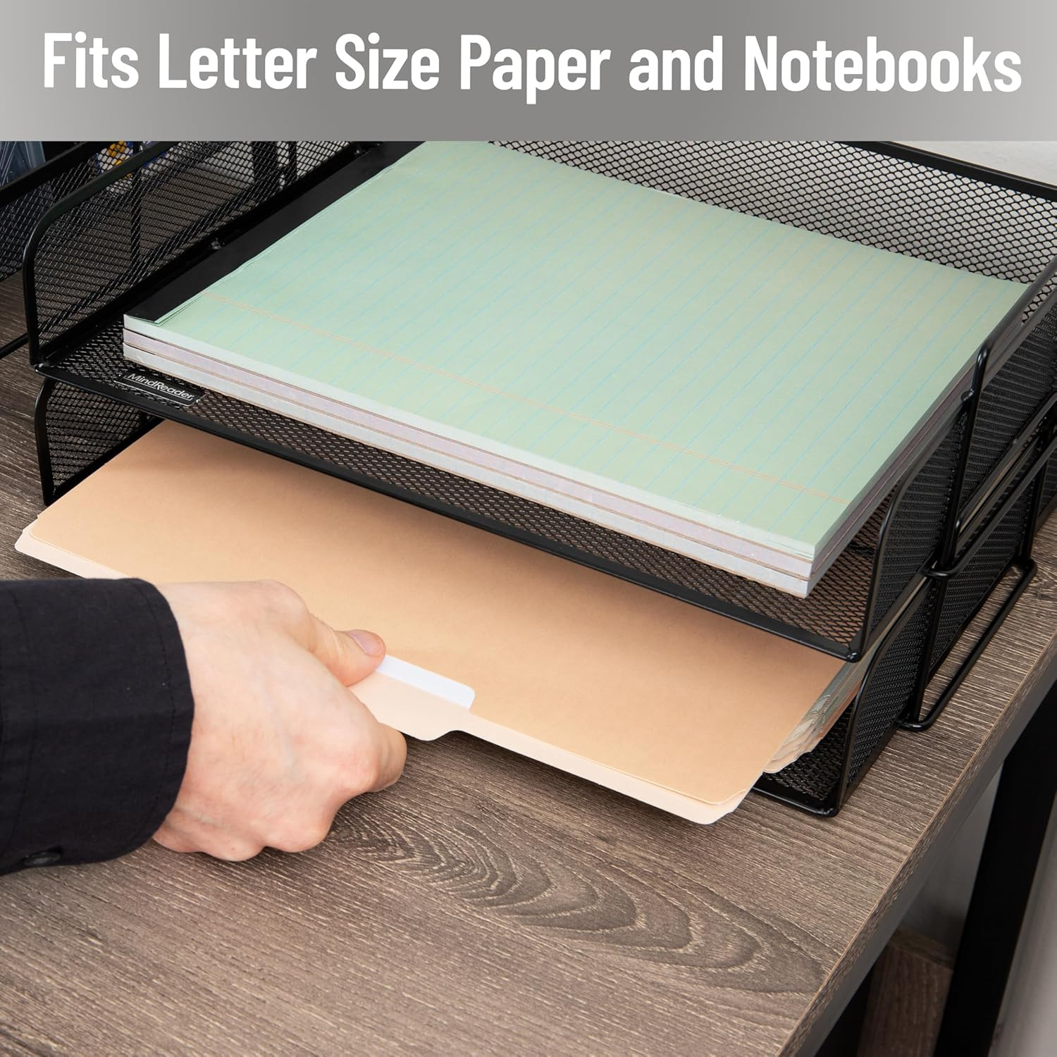 Mind Reader Stackable Paper Tray, Desktop Organizer, File Storage, Office, Metal