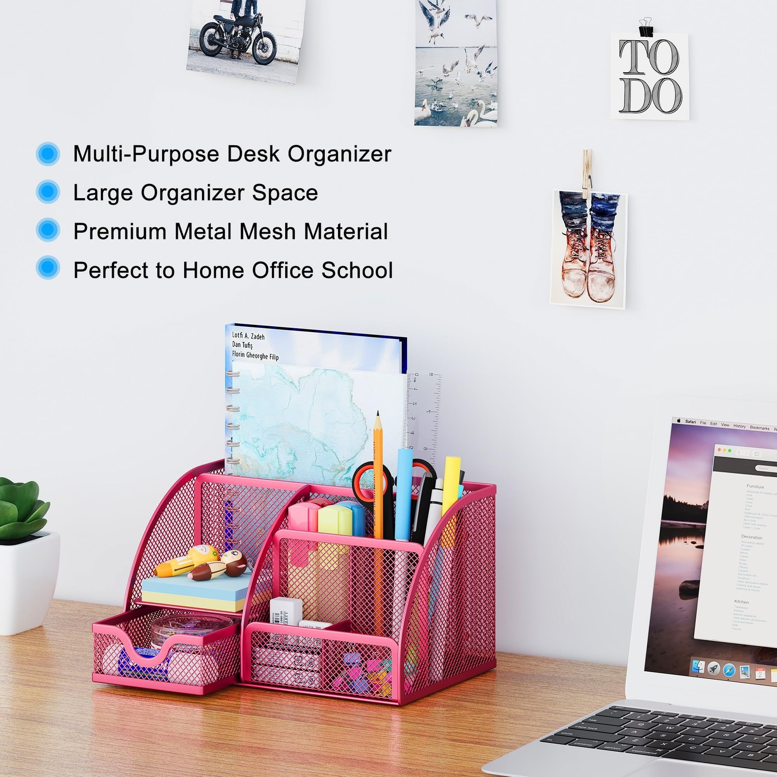 EasyPAG Mesh Desk Organizer Office Desktop Supplies Caddy Multi-functional Pe…
