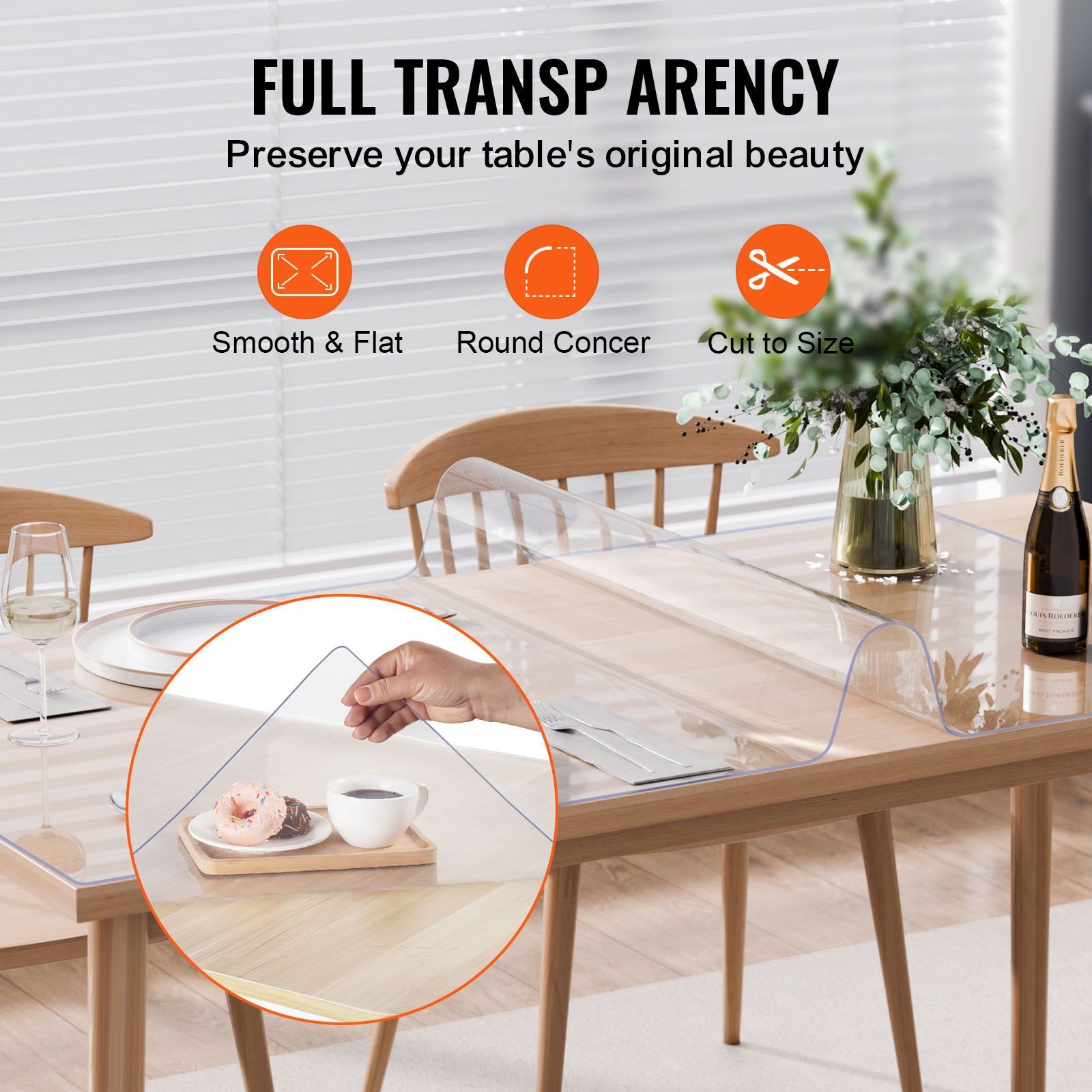 Plastic Table Cover, 24 x 48 Inch 2.0 mm Thick Clear Table Protector, Rectangle