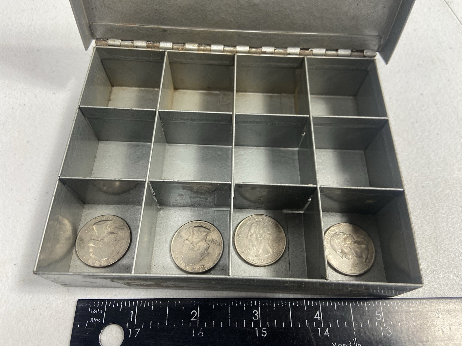 Vintage Metal Storage Mini Organizer 6″ Coins Tools Hardware.