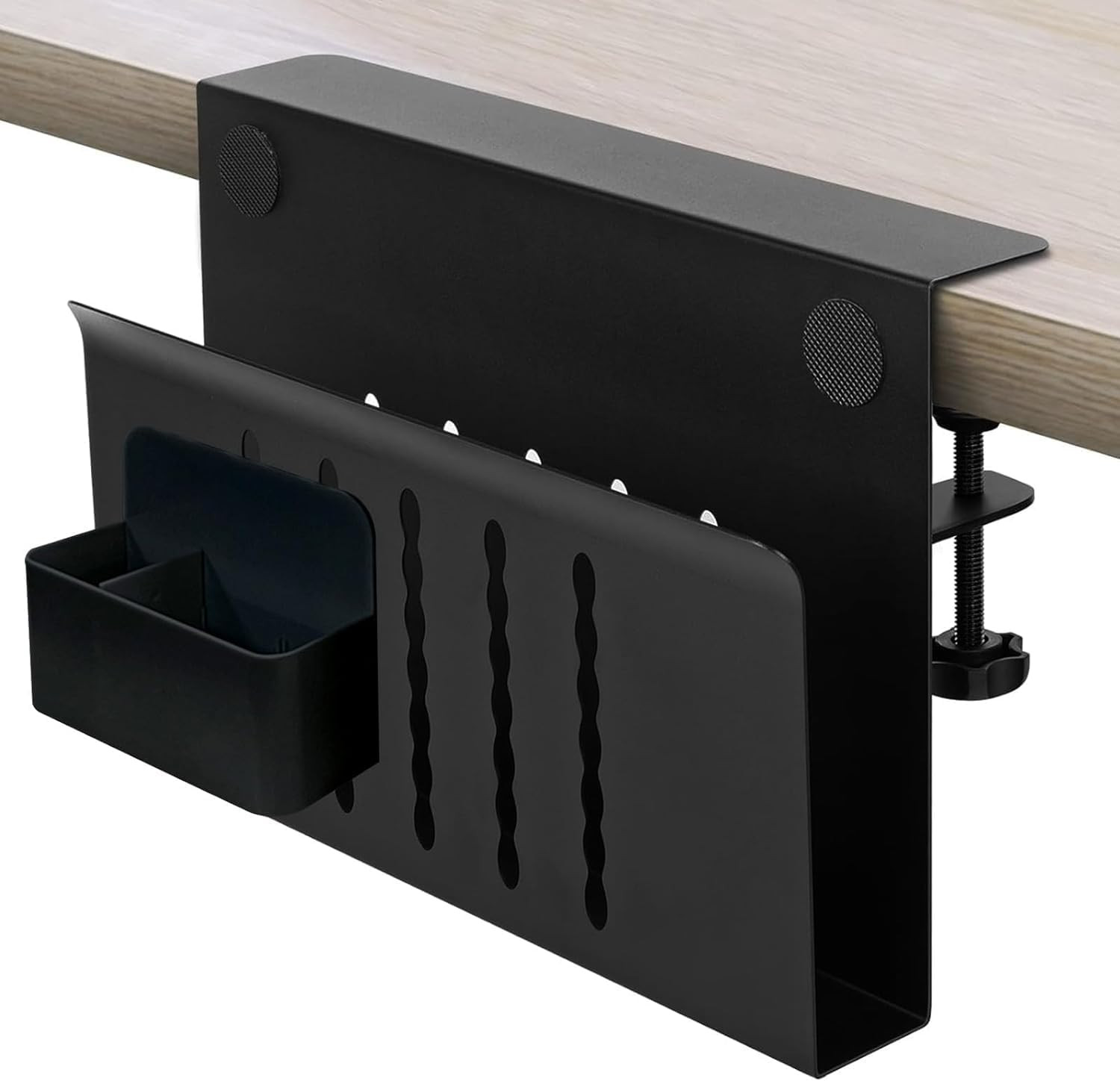 Desk Side Organizer, Desk Laptop Holder with Magnetic Pen Holder, No Drill Hangi