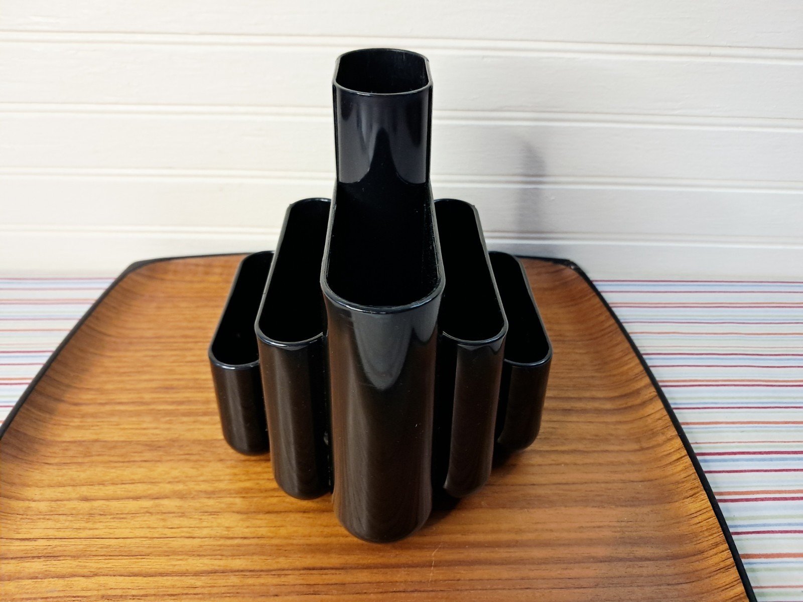Vtg Tenex Desk Organizer Office Caddy Pencil Holder 80s Black Plastic USA 23340