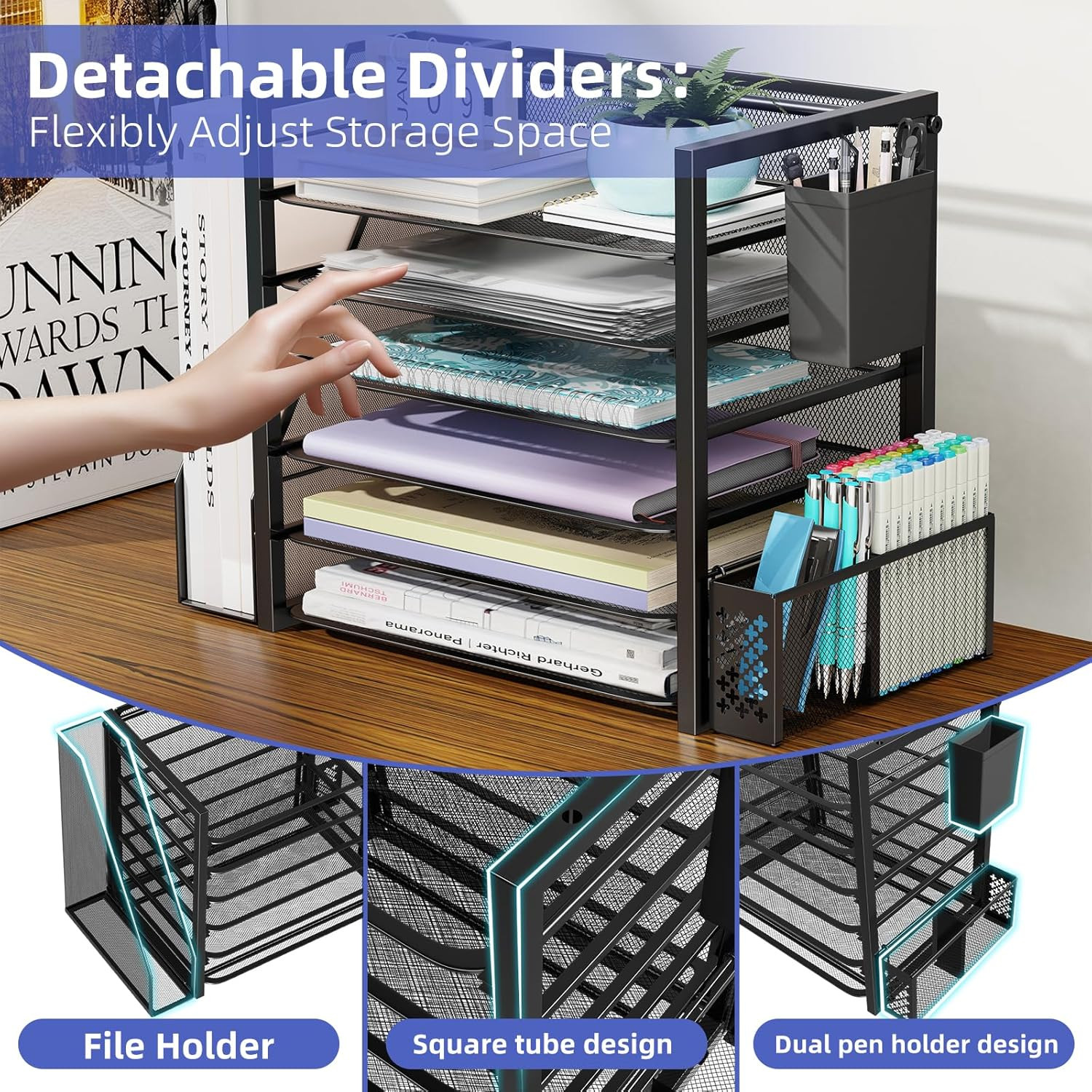 Simple Trending 6 Tier Desk File Organizer, Paper Letter Tray Organizer with Fil