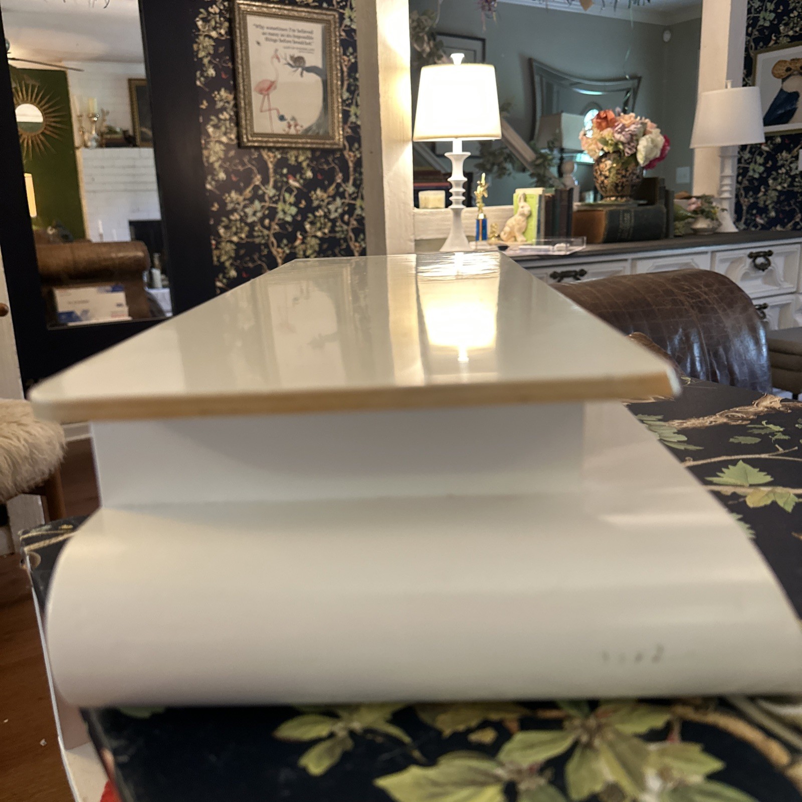 Anthropologie Desk Organizer Monitor Stand Modern White Workspace Style 58644253