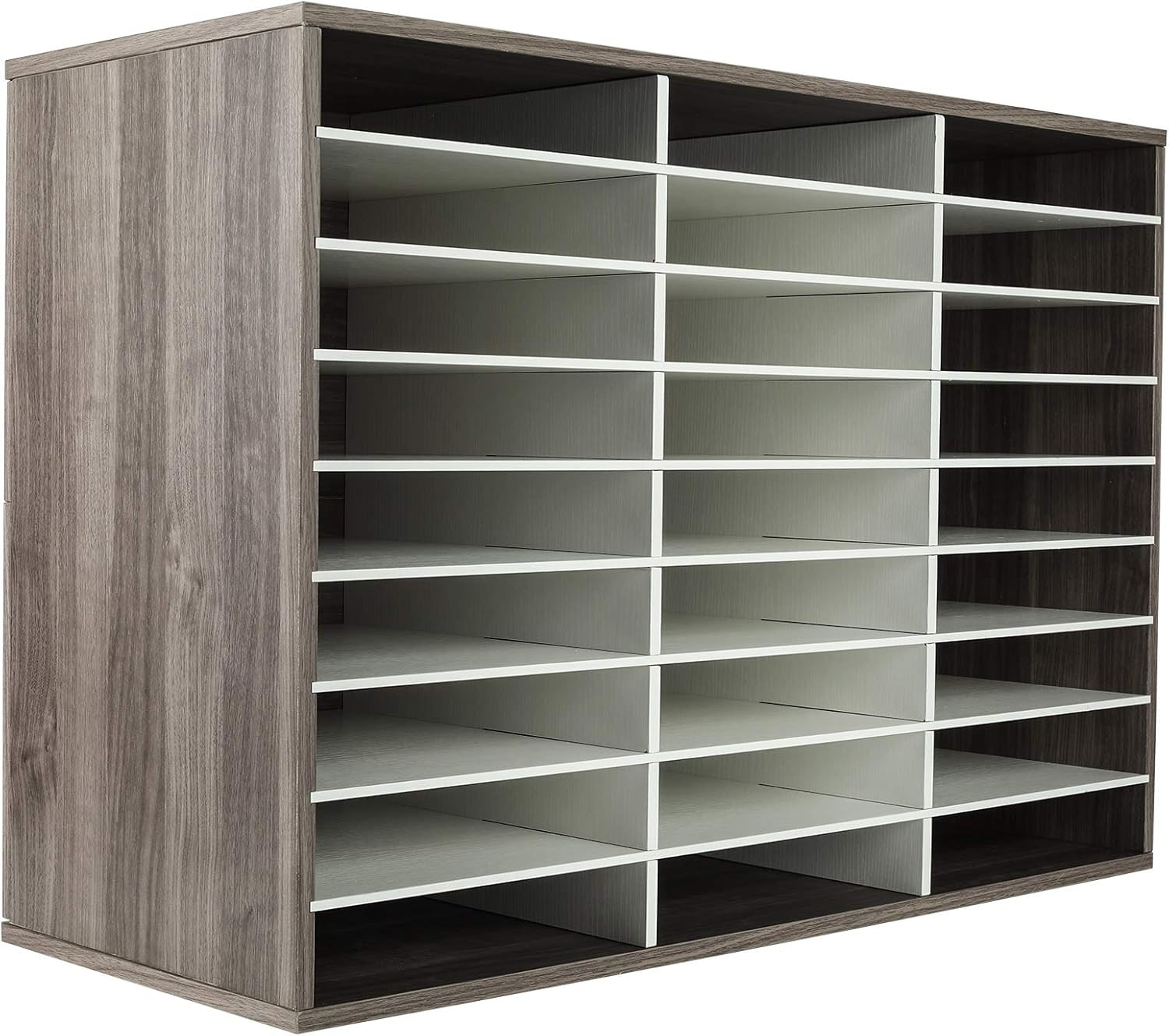 Wood Literature Organizer, 27 Slots Hold 13500 Sheets A4 Papers, Wooden Desk Fil