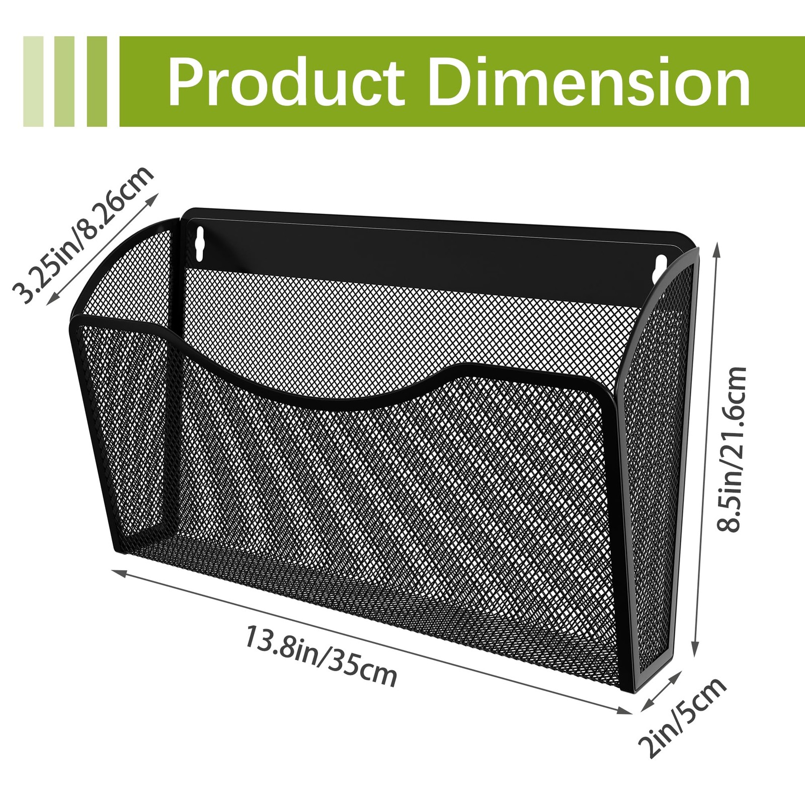 EasyPAG 3 Pocket Office Mesh Wall Mount Hanging File Holder Organizer,Black