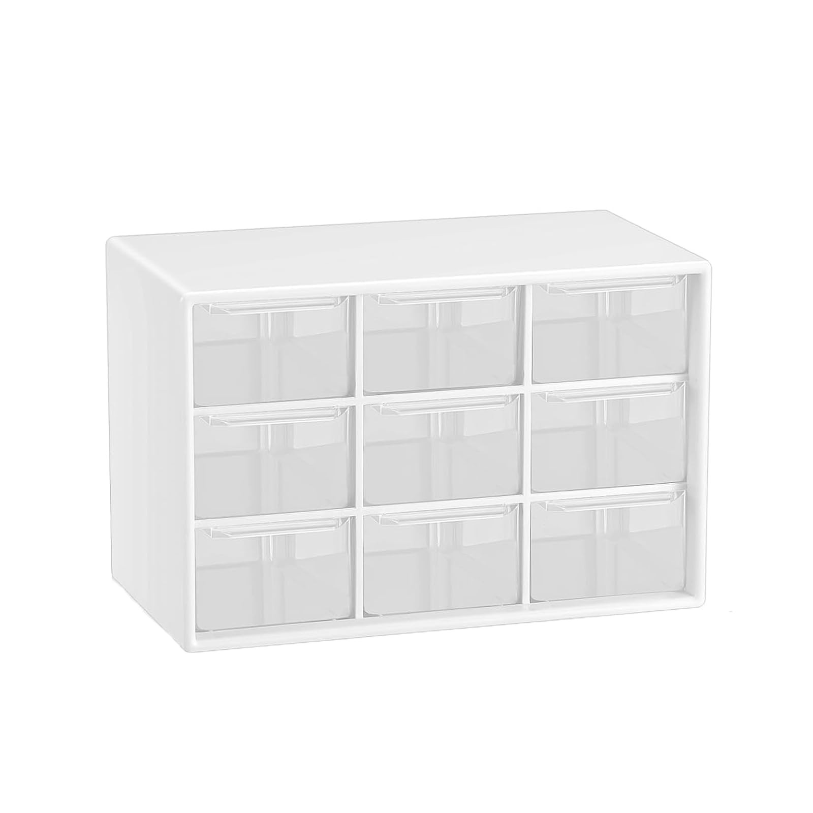Small Desktop Drawer Organizer 9 Clear Drawers 7.1×3.8×4.6 Inch White Box